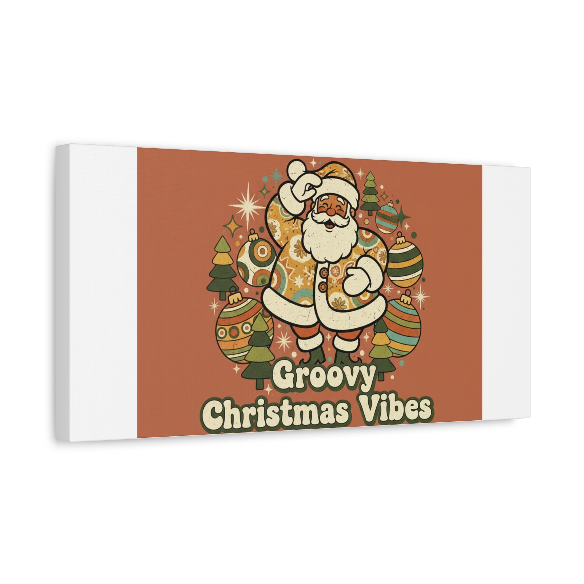 Groovy Christmas Vibes Canvas | 1970s Retro Holiday Art, Vintage Noel