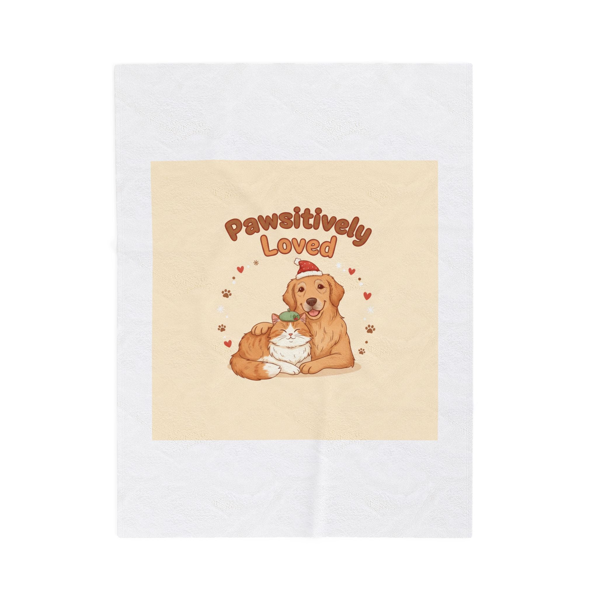 Pawsitively Loved Plush Blanket | Senior Dog Holiday, Paw Print Rescue Pet
