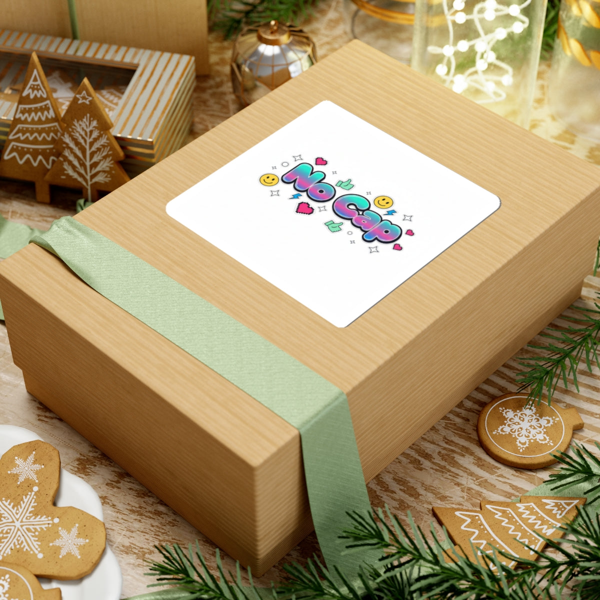 No Cap Sticker | Gen-Z Slang, Meme Aesthetic, Cute Glossy Kiss-Cut