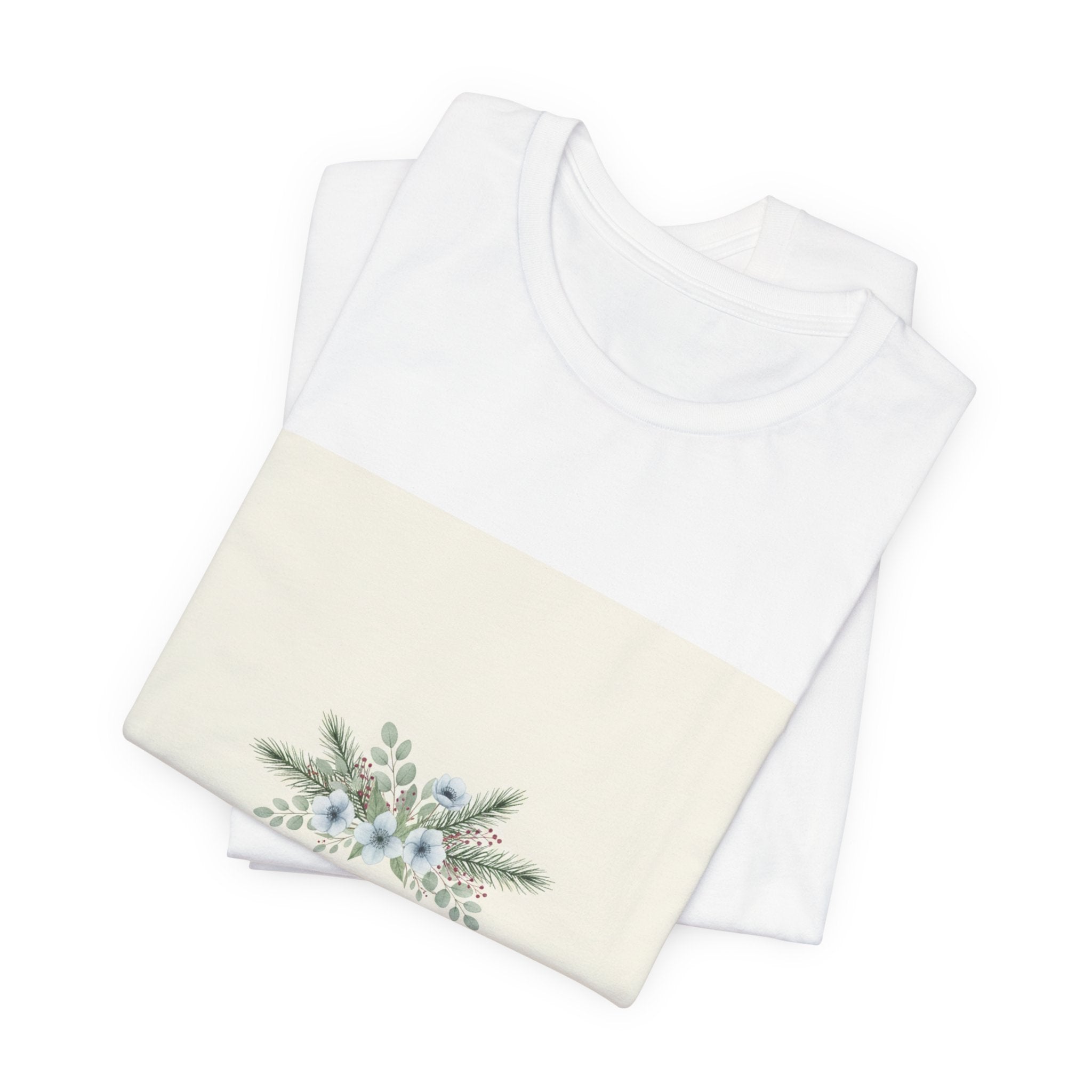 Winter botanical wreath Tee | minimal winter florals, pine branch design