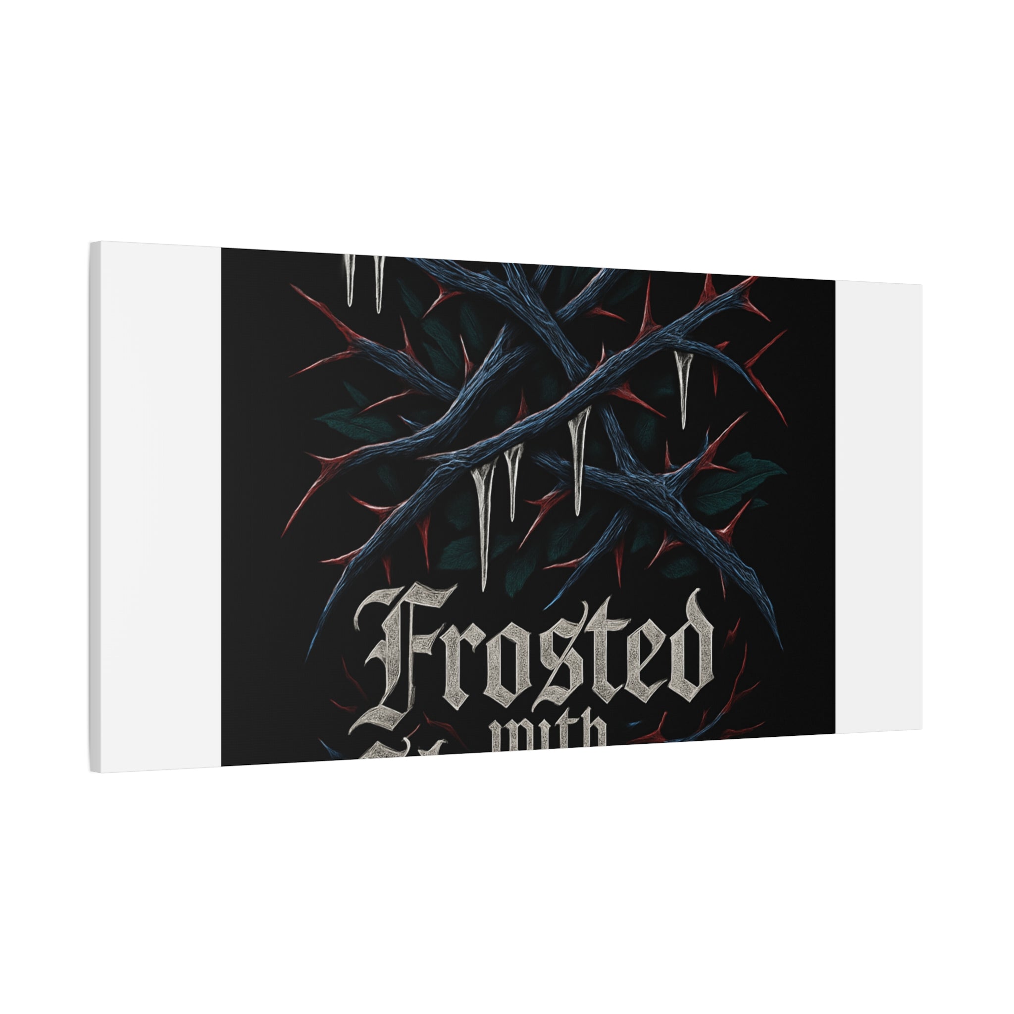 Frosted With Shadows Canvas Art — Gothic Winter Icicle Wall Decor