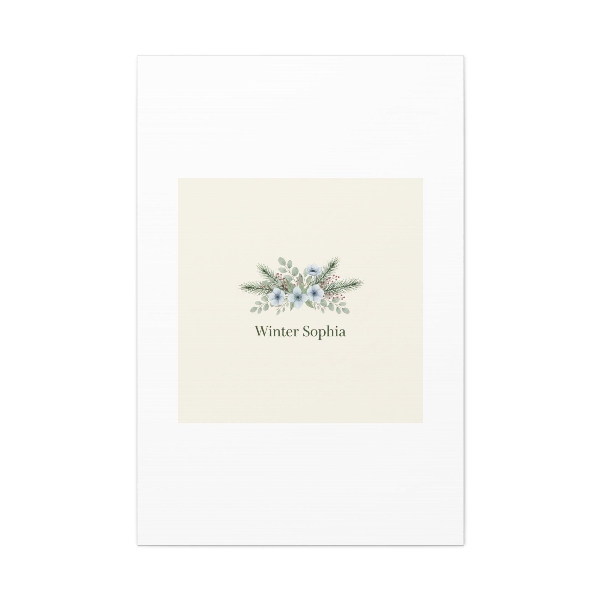 Winter floral wreath Canvas, pine branch botanical art | Minimal winter florals