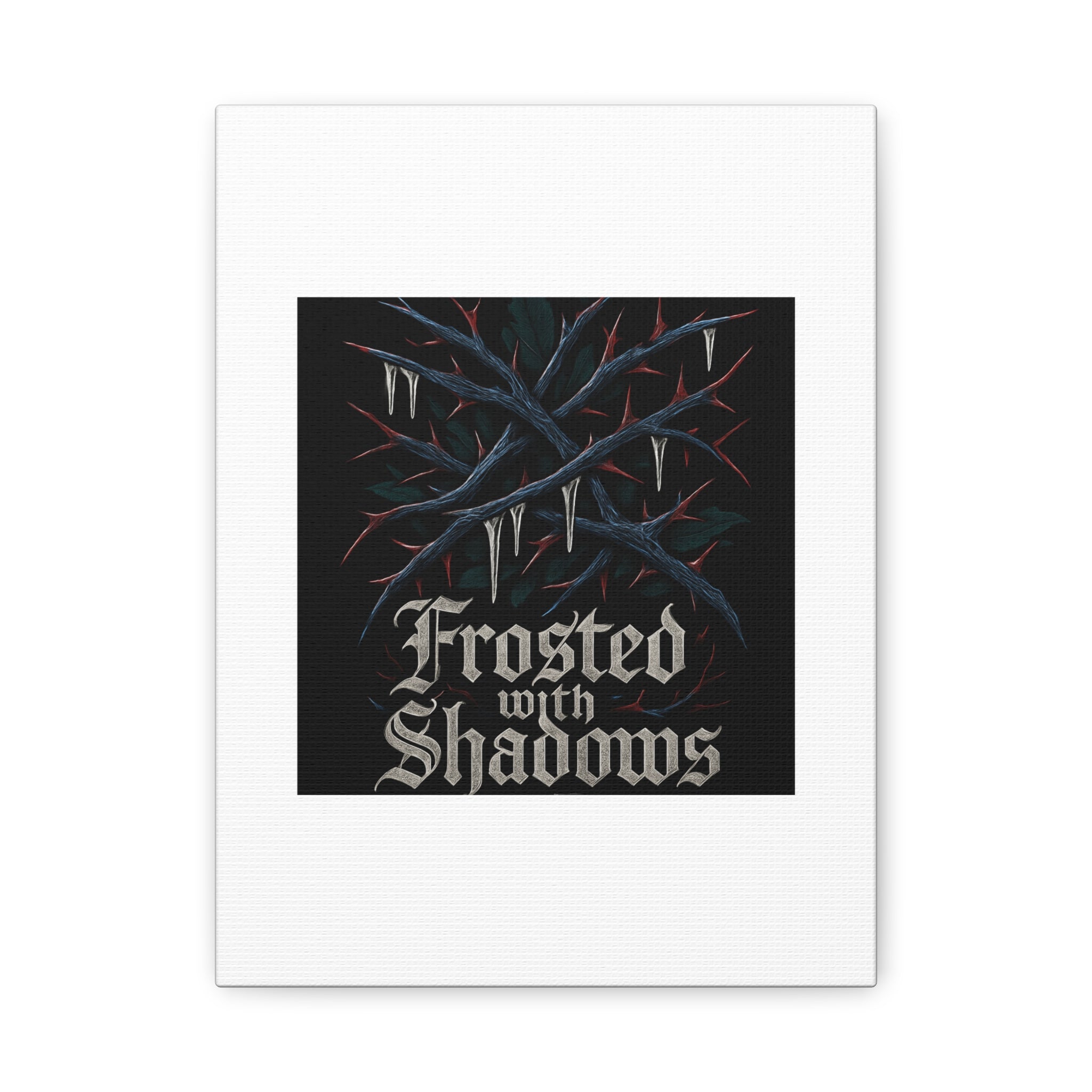 Frosted With Shadows Canvas Art — Gothic Winter Icicle Wall Decor