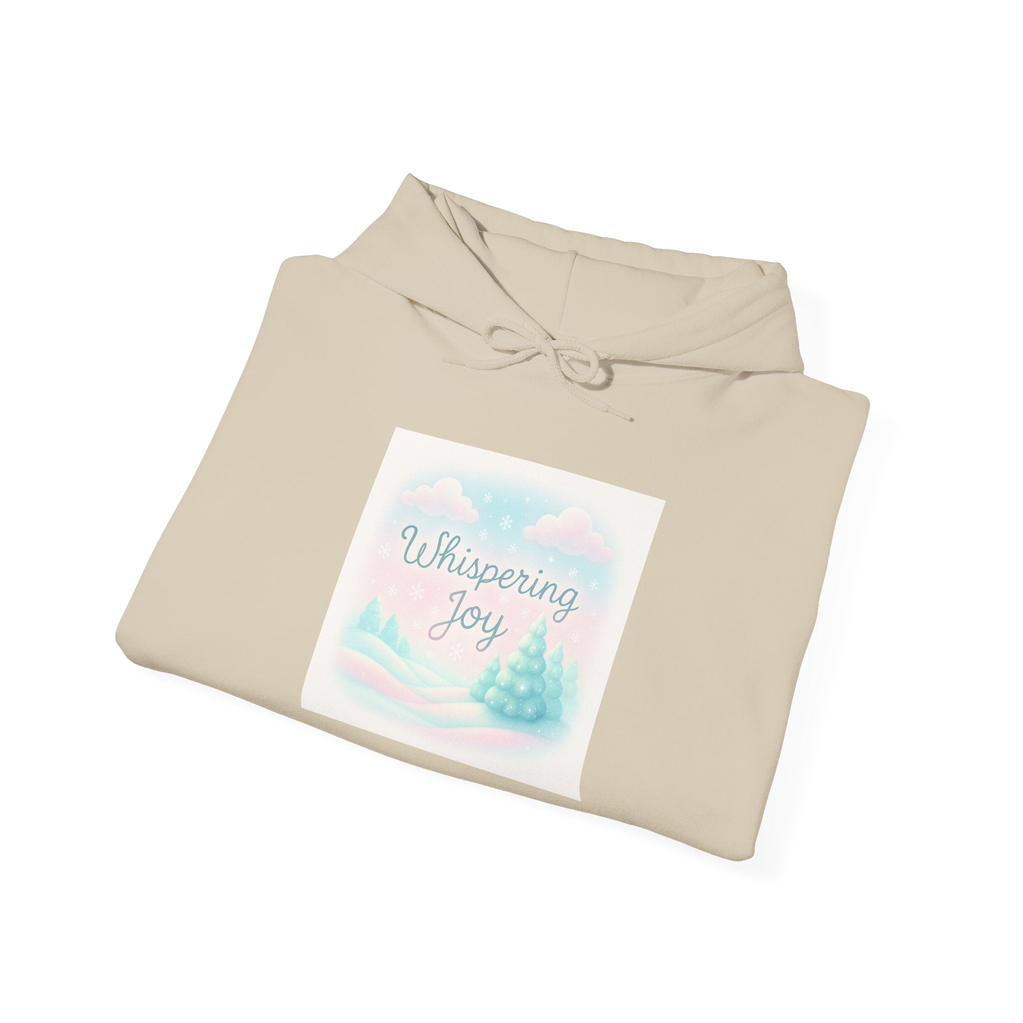 Whispering Joy Hoodie — Pastel Winter Scene Christmas Sweatshirt
