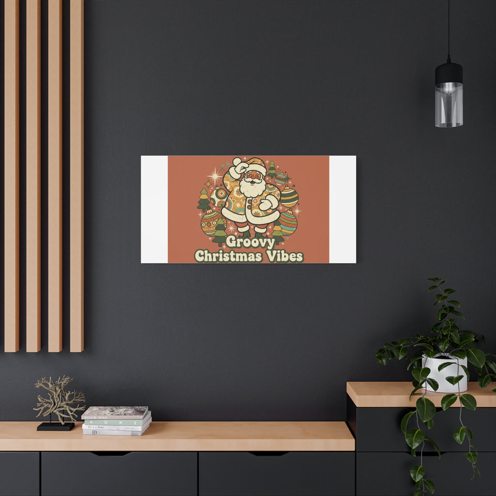 Groovy Christmas Vibes Canvas | 1970s Retro Holiday Art, Vintage Noel