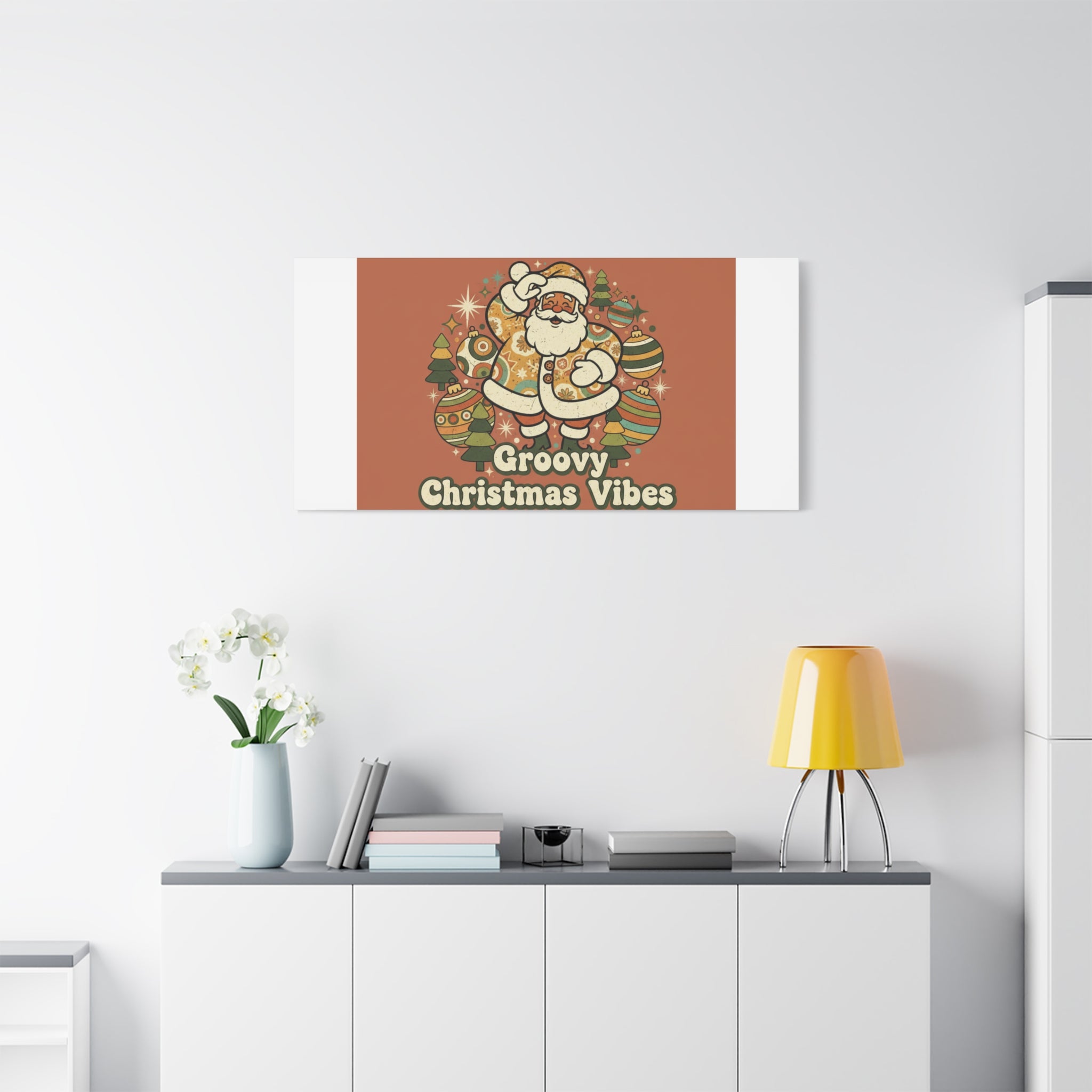 Groovy Christmas Vibes Canvas | 1970s Retro Holiday Art, Vintage Noel