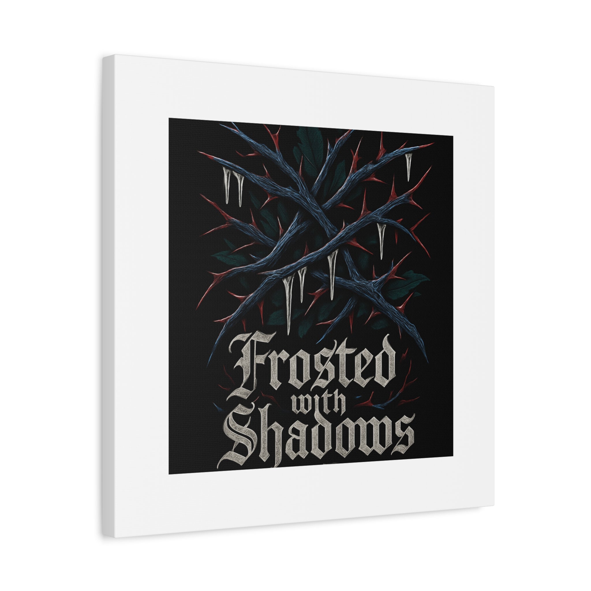 Frosted With Shadows Canvas Art — Gothic Winter Icicle Wall Decor
