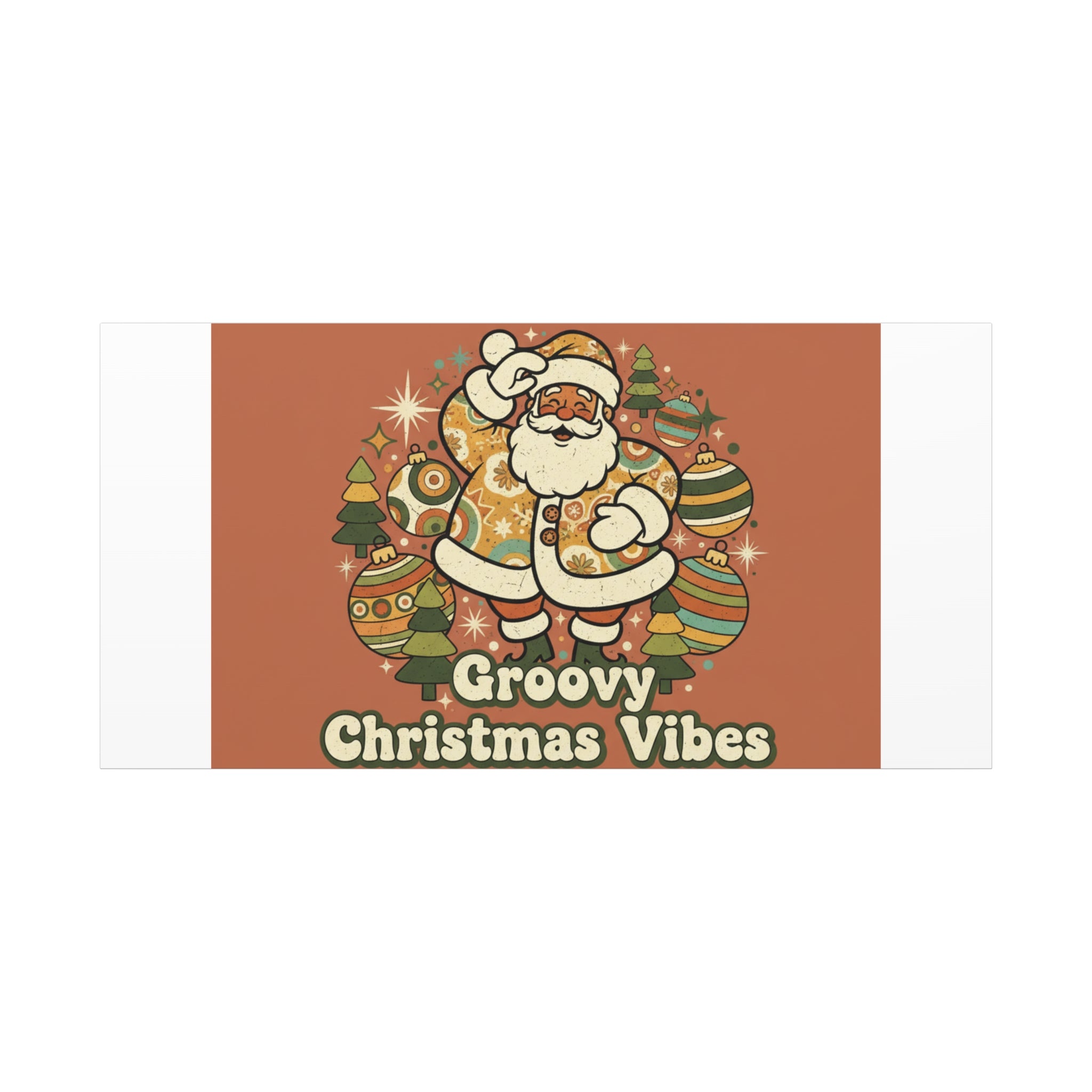 Groovy Christmas Vibes Canvas | 1970s Retro Holiday Art, Vintage Noel