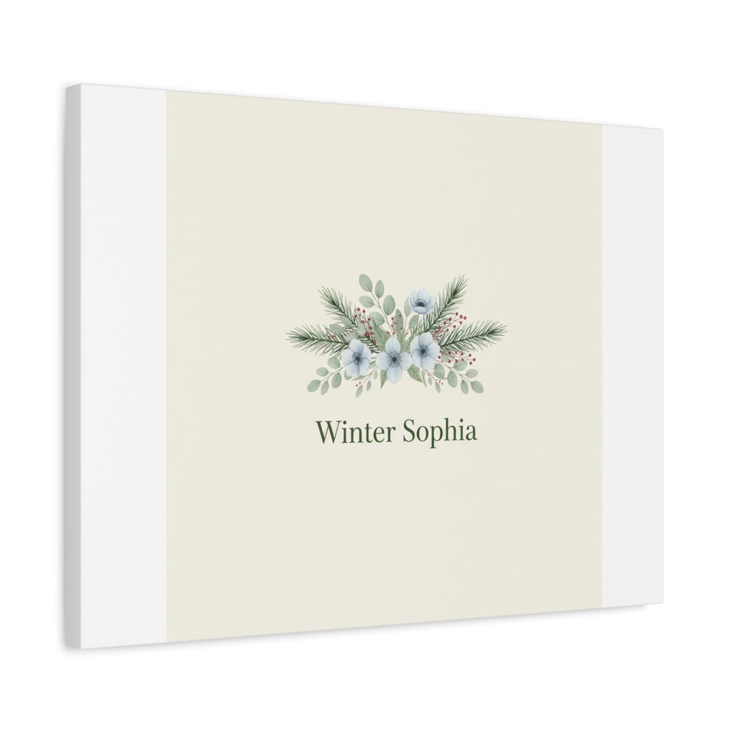 Winter floral wreath Canvas, pine branch botanical art | Minimal winter florals
