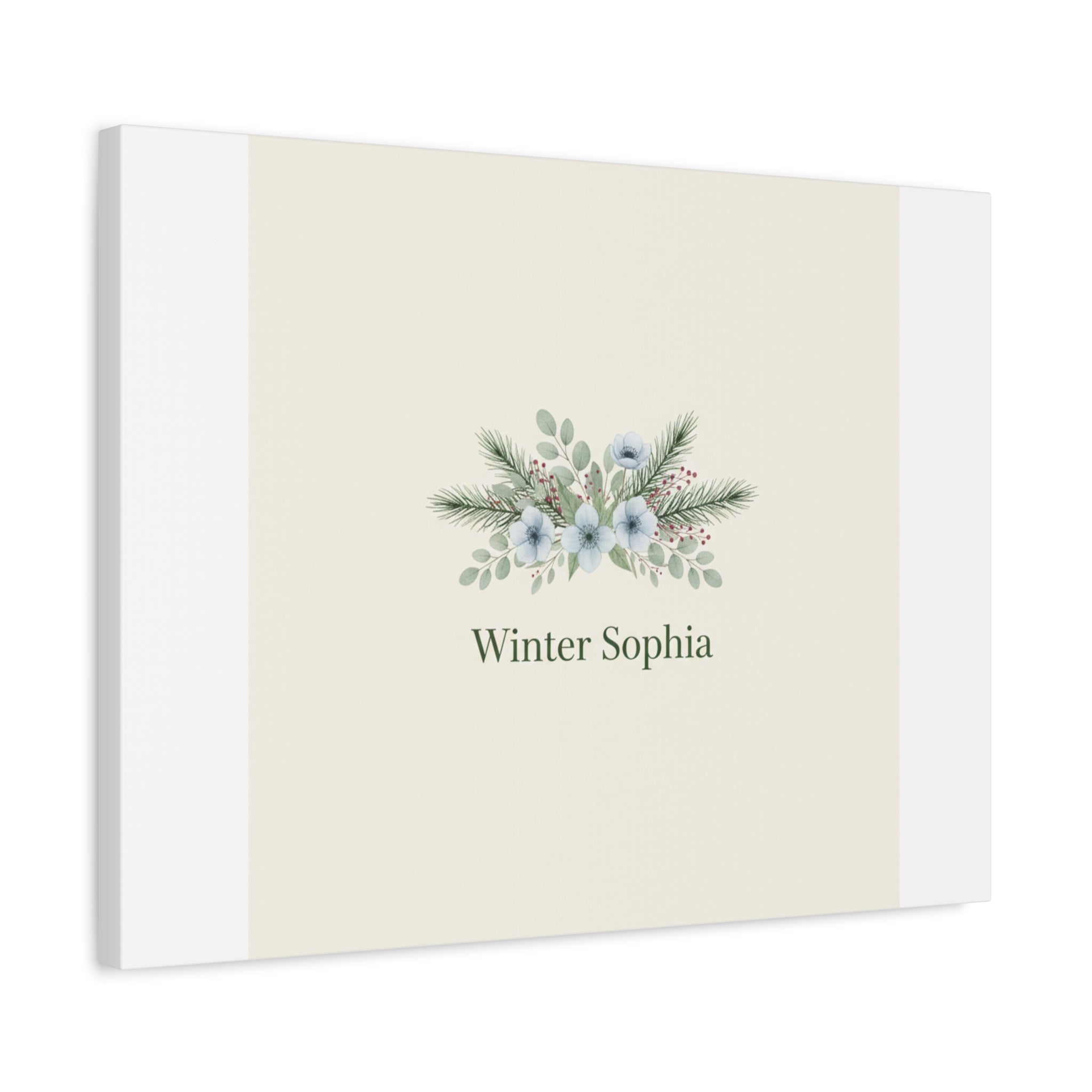 Winter floral wreath Canvas, pine branch botanical art | Minimal winter florals