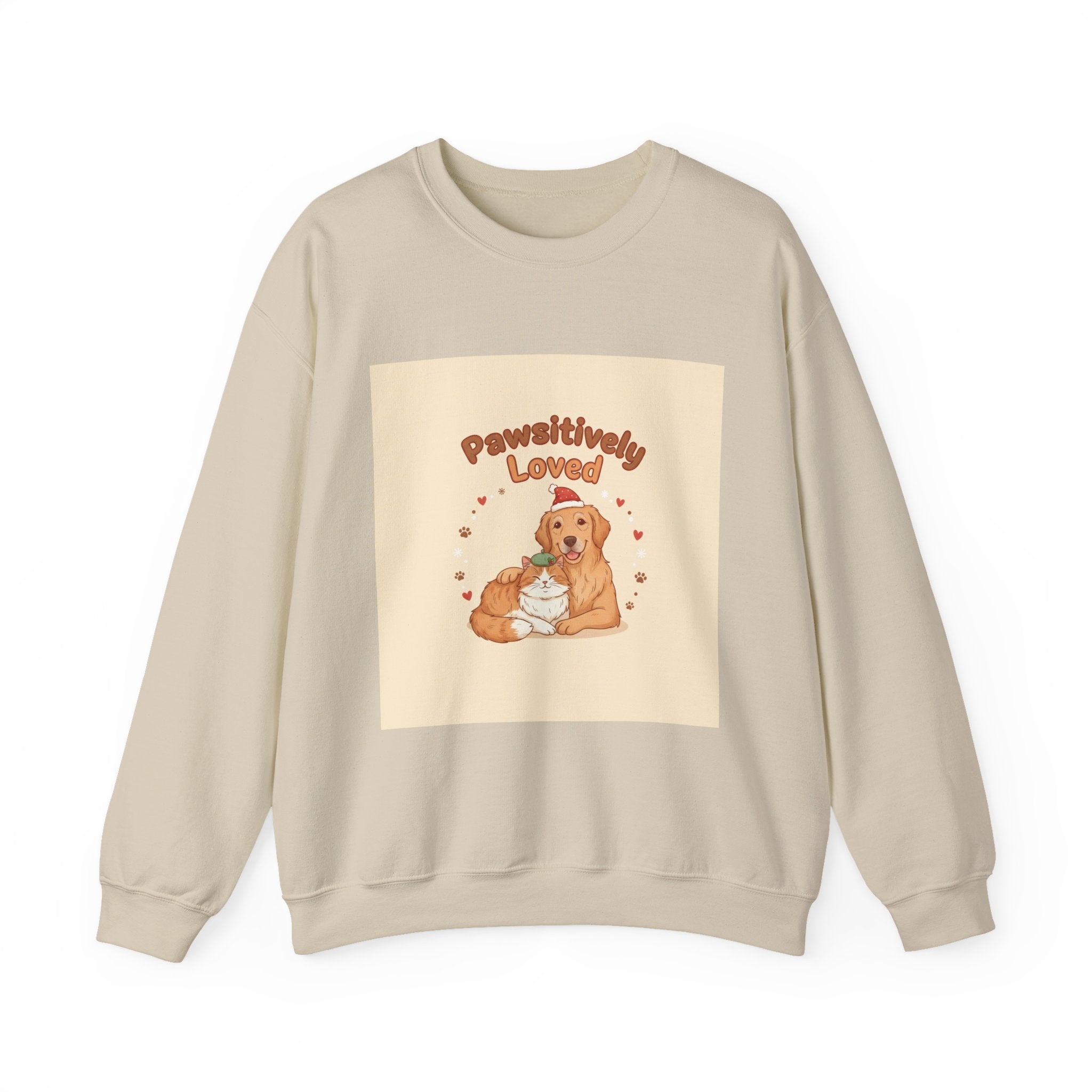 Pawsitively Loved Dog Illustration Sweatshirt | Senior Pet Holiday, Matching Pet Human