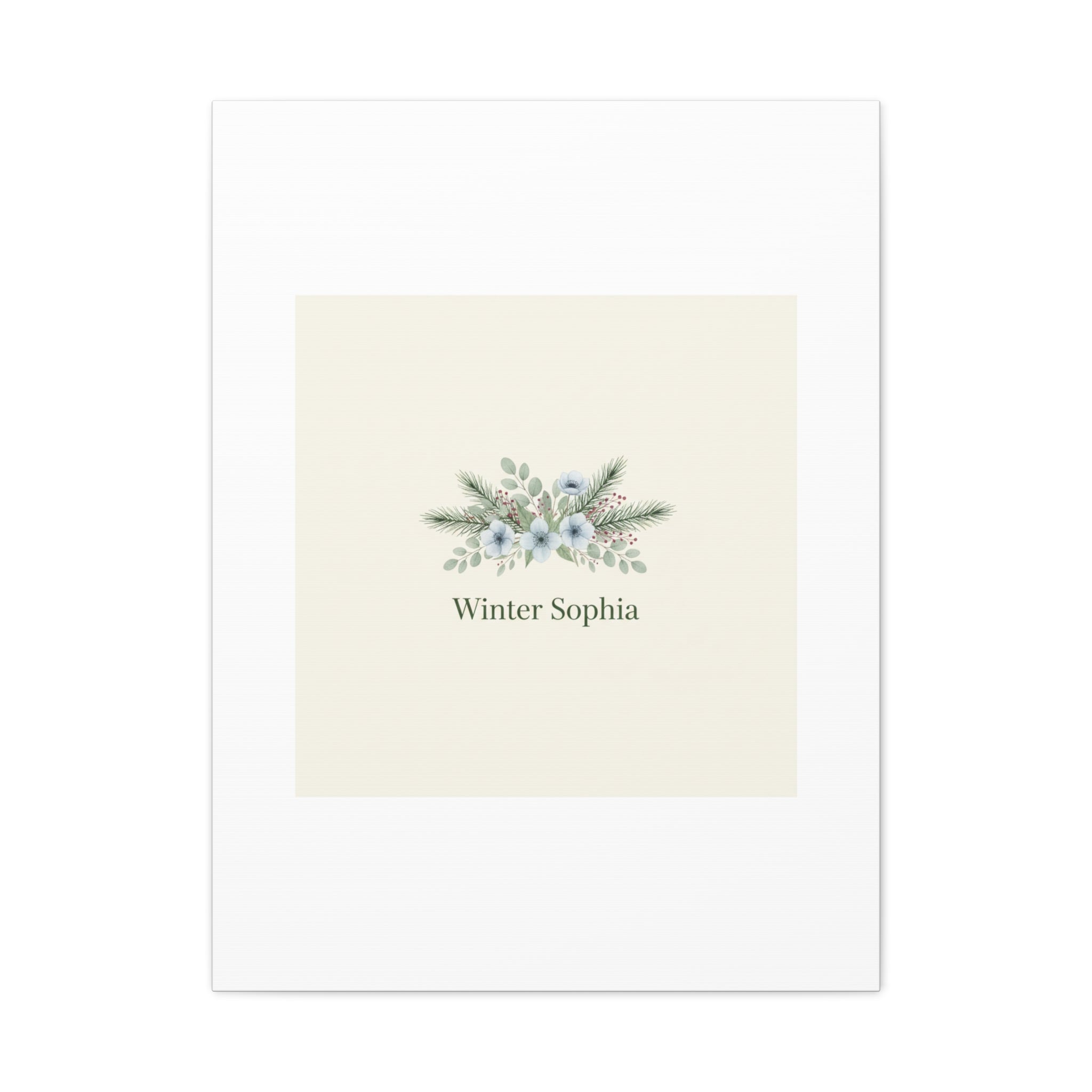 Winter floral wreath Canvas, pine branch botanical art | Minimal winter florals