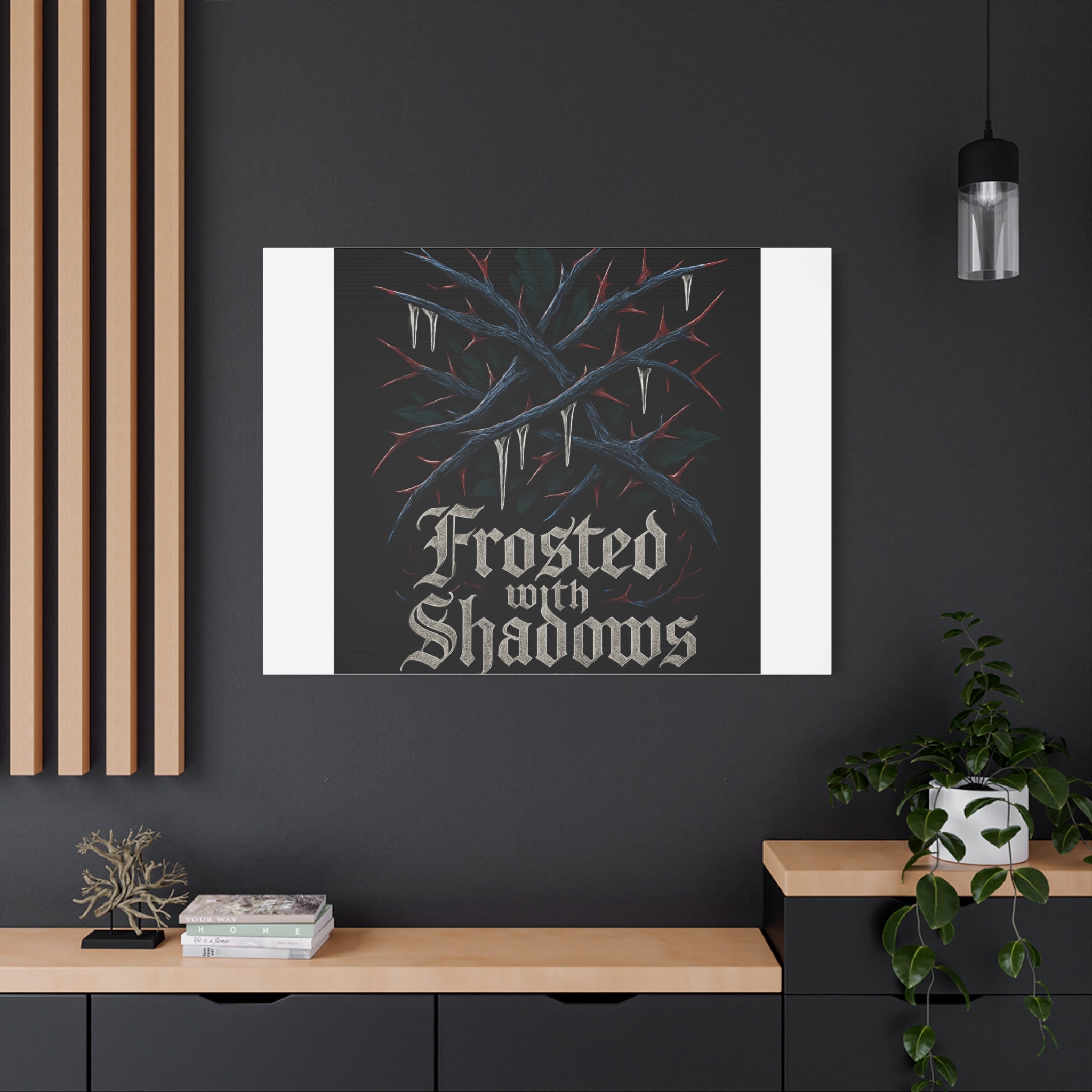 Frosted With Shadows Canvas Art — Gothic Winter Icicle Wall Decor