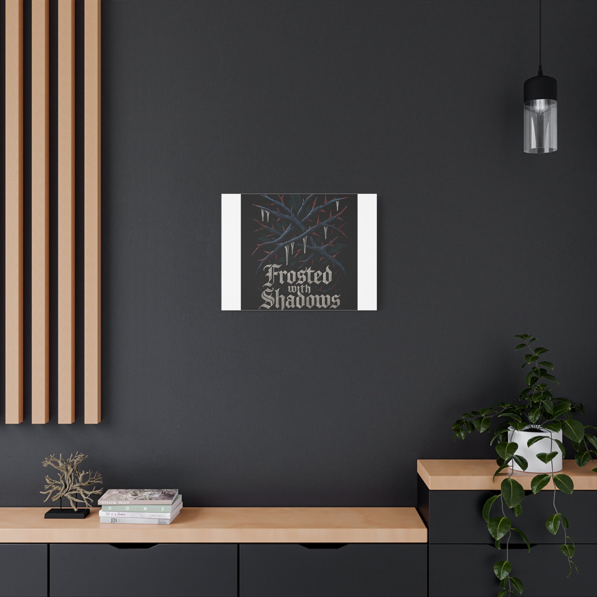 Frosted With Shadows Canvas Art — Gothic Winter Icicle Wall Decor