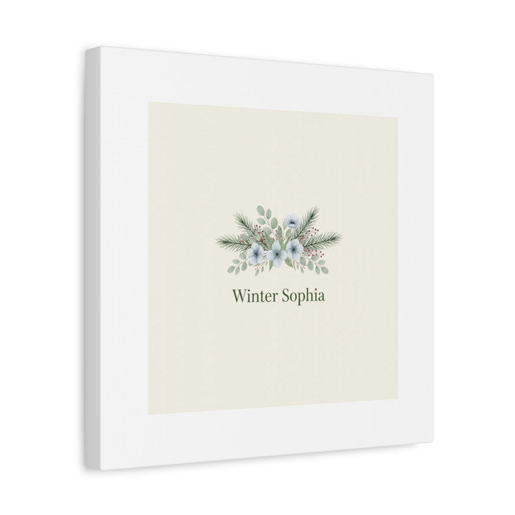Winter floral wreath Canvas, pine branch botanical art | Minimal winter florals