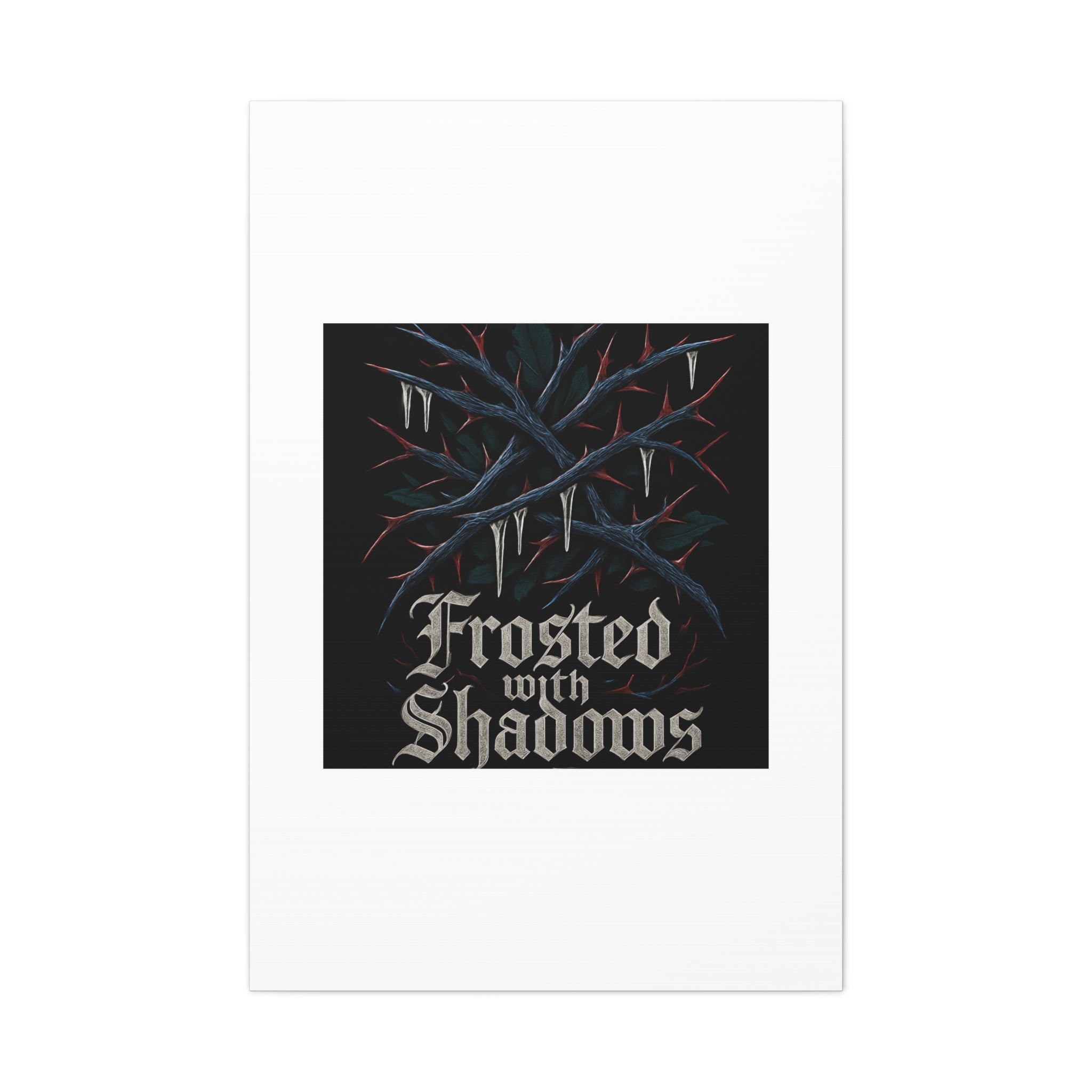 Frosted With Shadows Canvas Art — Gothic Winter Icicle Wall Decor