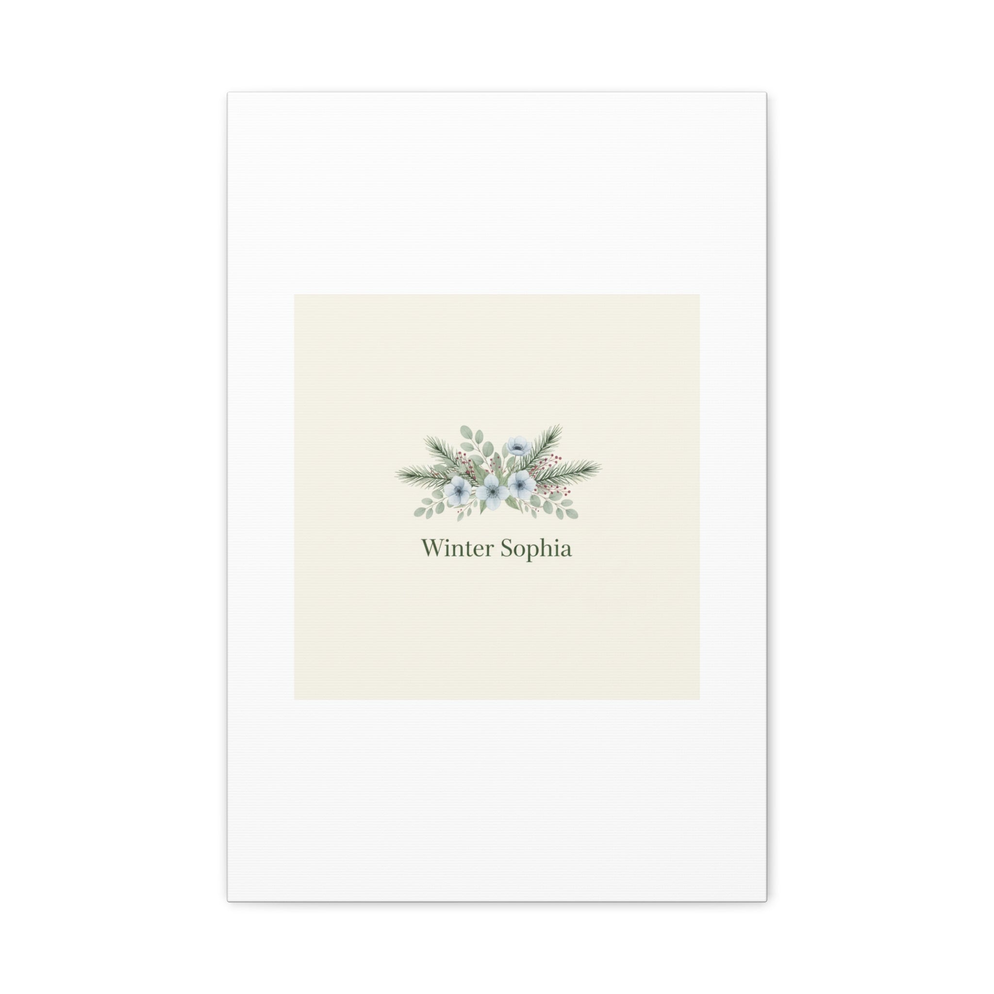 Winter floral wreath Canvas, pine branch botanical art | Minimal winter florals