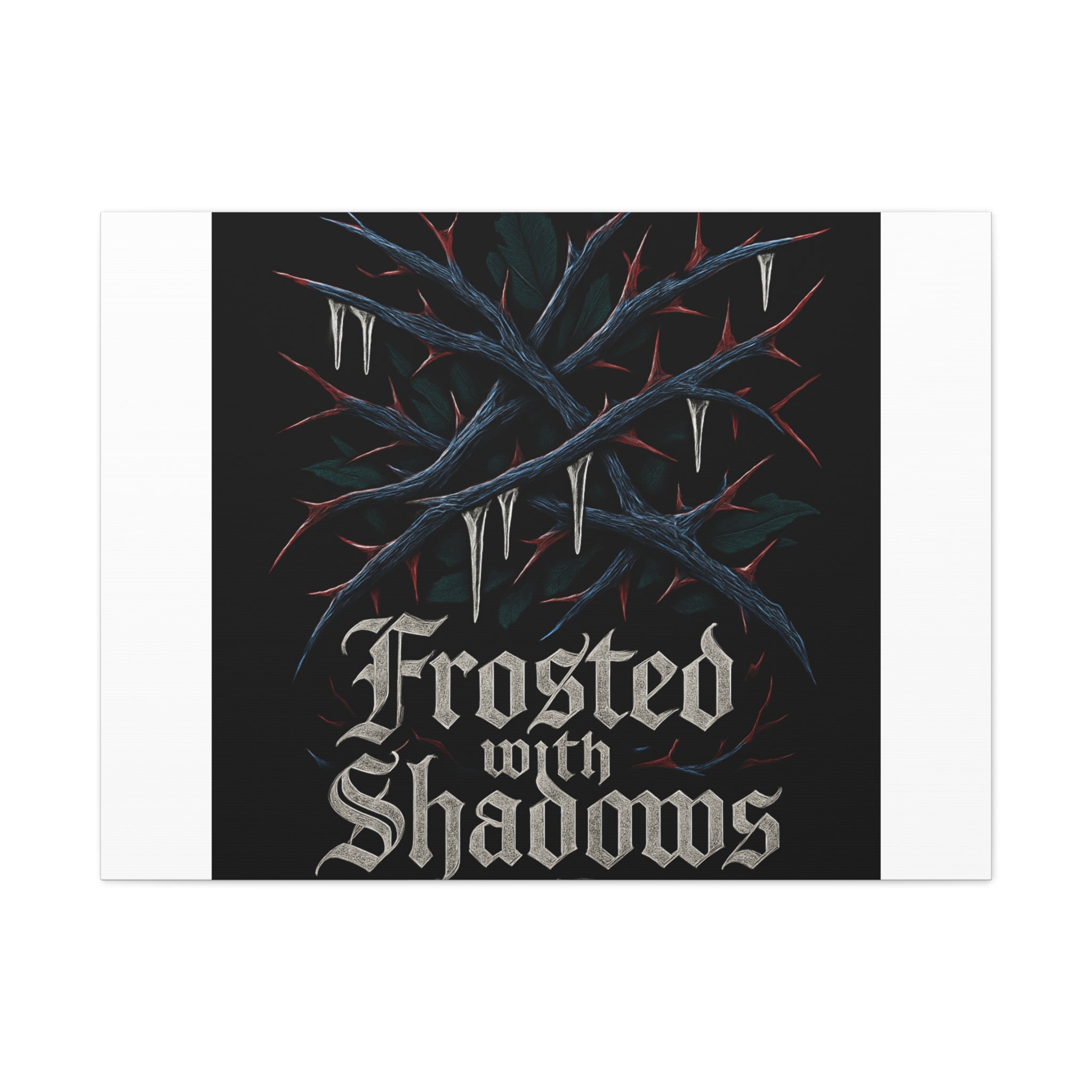 Frosted With Shadows Canvas Art — Gothic Winter Icicle Wall Decor