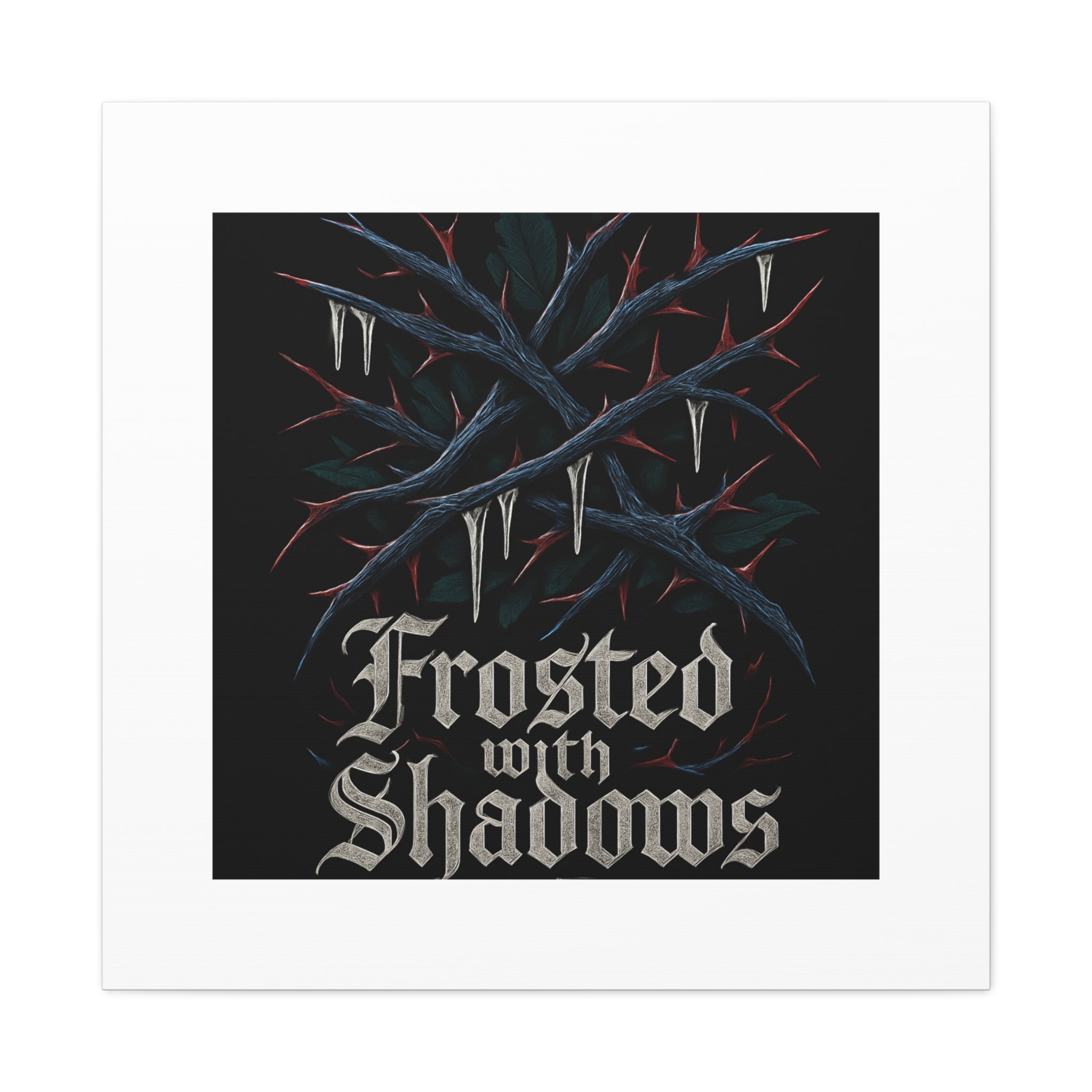 Frosted With Shadows Canvas Art — Gothic Winter Icicle Wall Decor