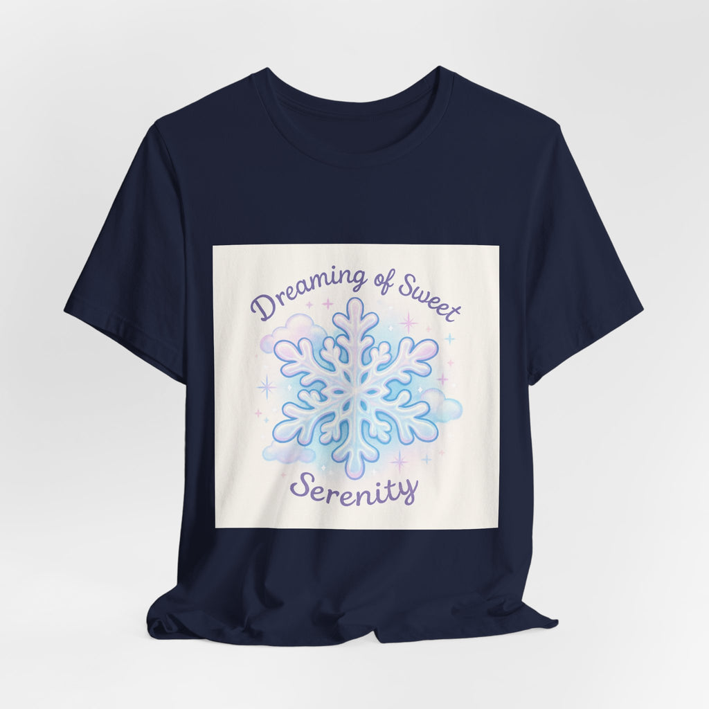 T-Shirt "Dreaming of Sweet Serenity" Snowflake Graphic