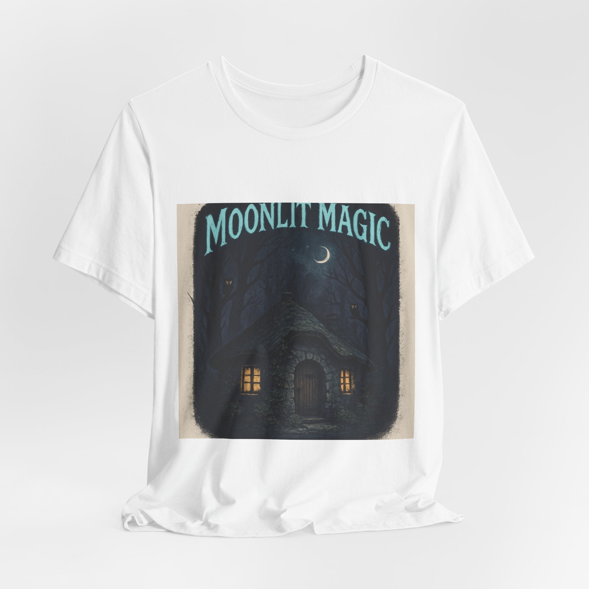 Moonlit Magic Cottage Tee — Night Forest Graphic T-Shirt