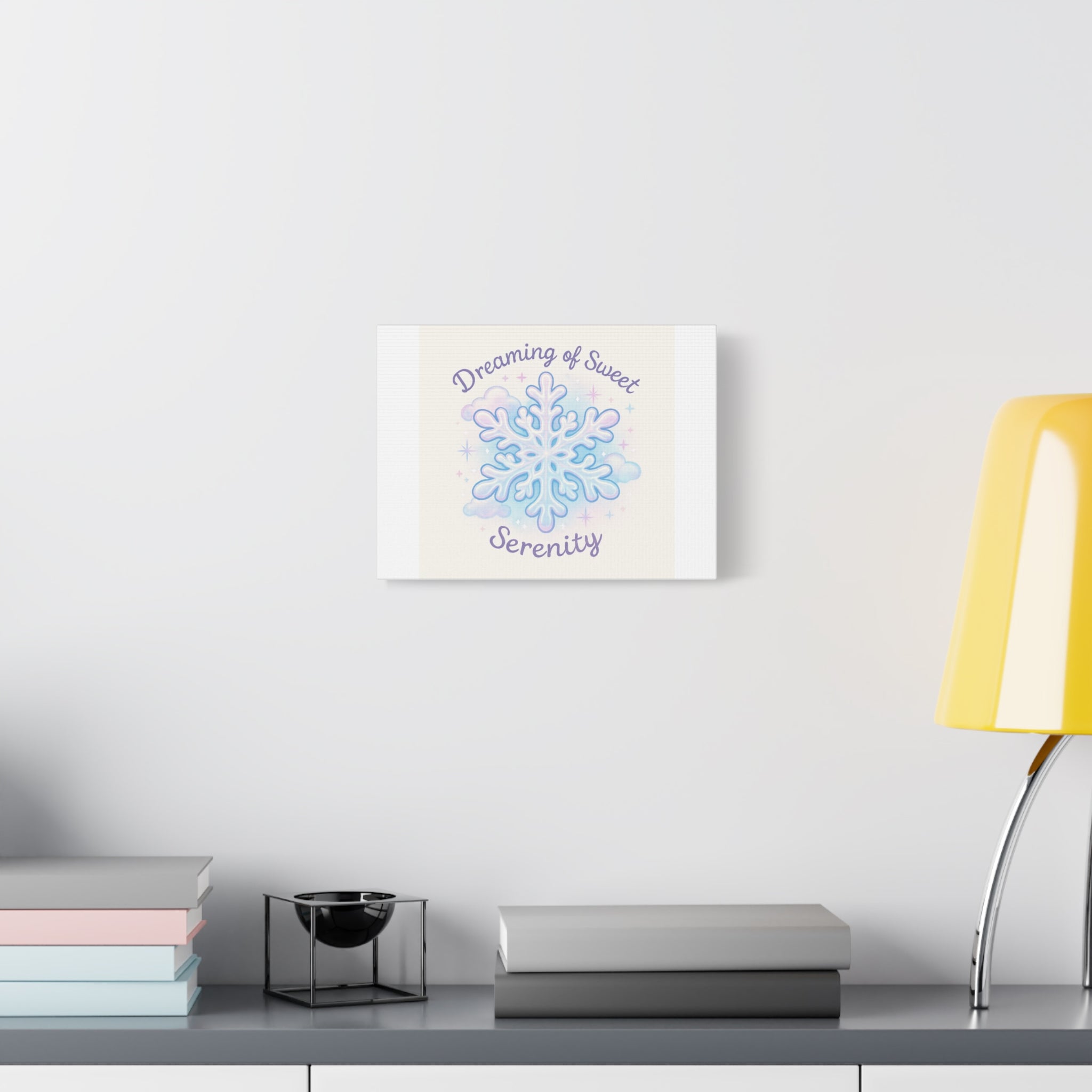 Canvas Wall Art - "Dreaming of Sweet Serenity" Snowflake Illustration
