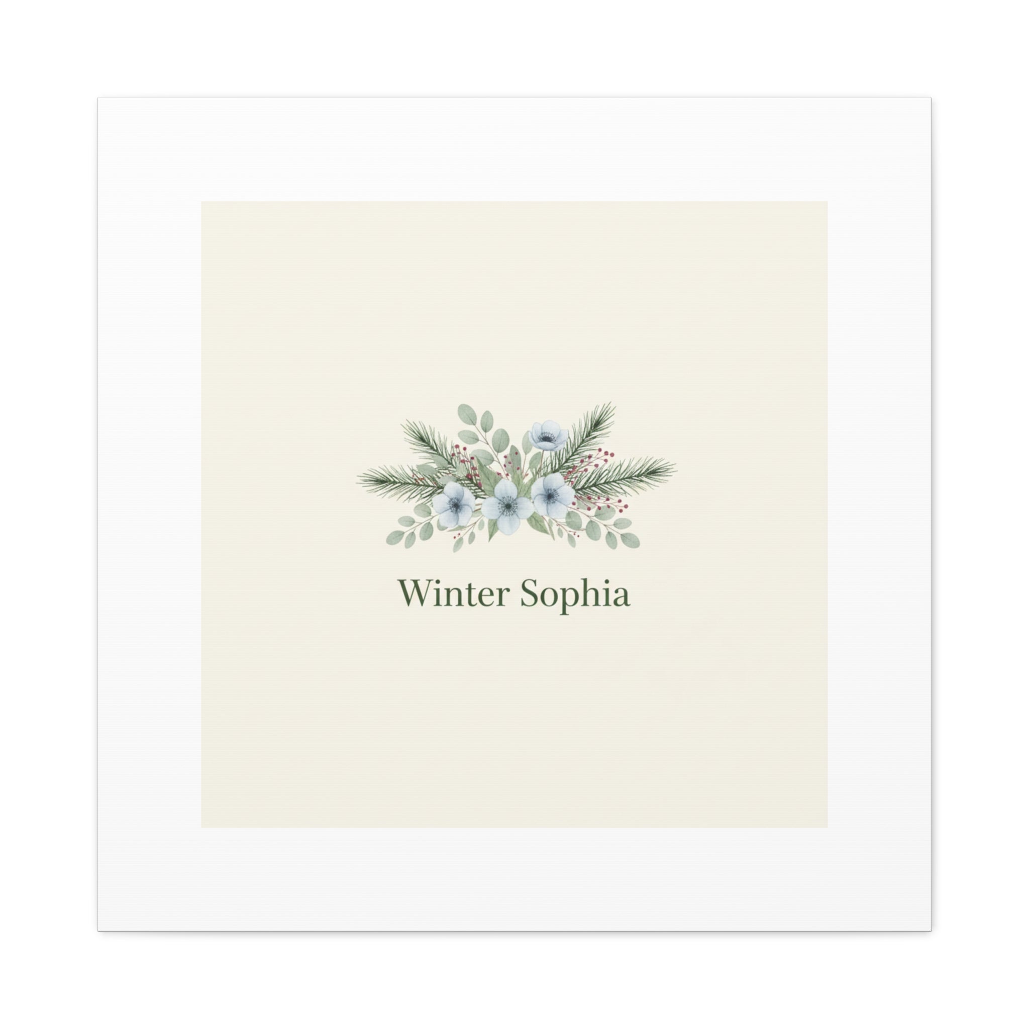 Winter floral wreath Canvas, pine branch botanical art | Minimal winter florals