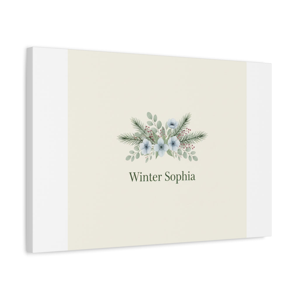 Winter floral wreath Canvas, pine branch botanical art | Minimal winter florals