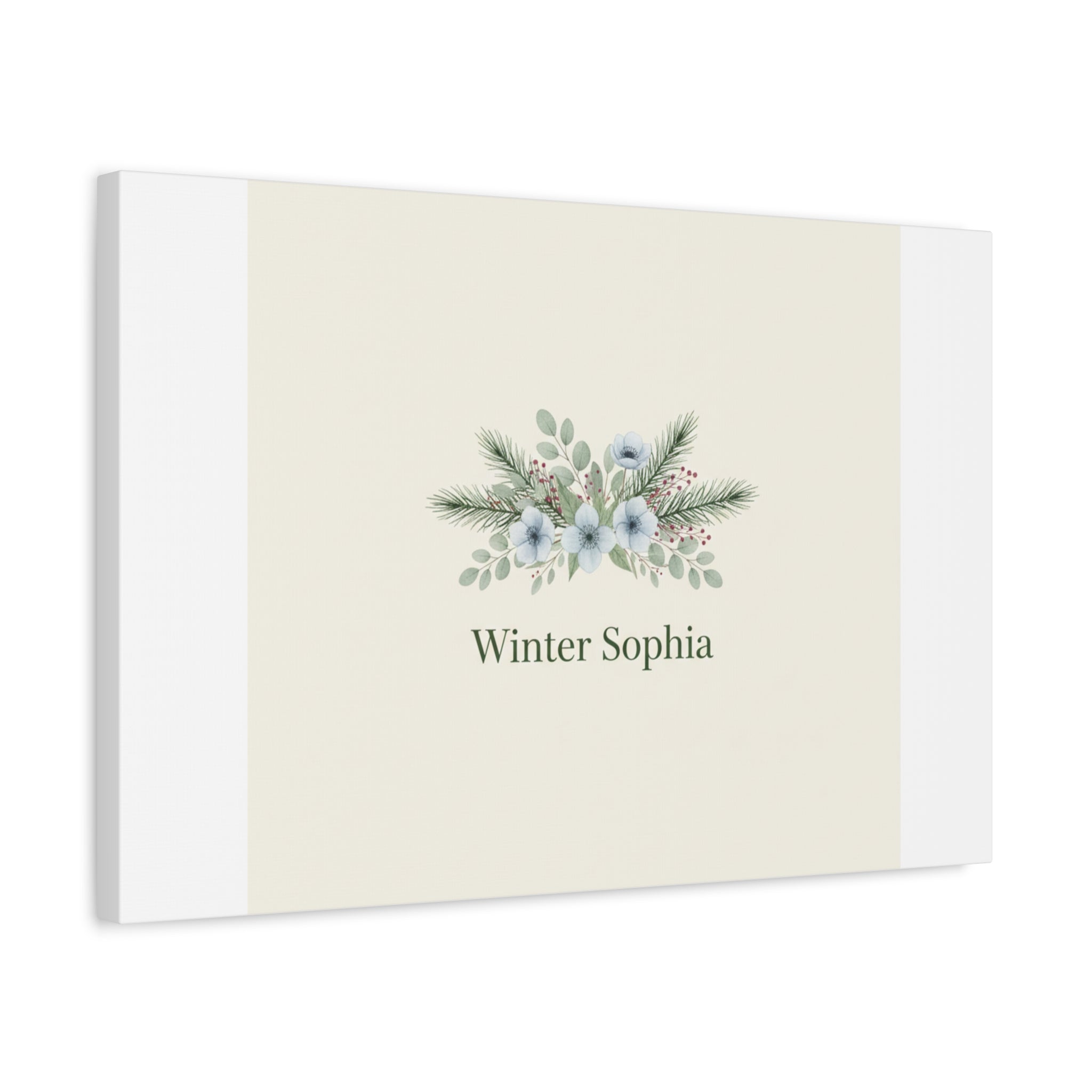 Winter floral wreath Canvas, pine branch botanical art | Minimal winter florals
