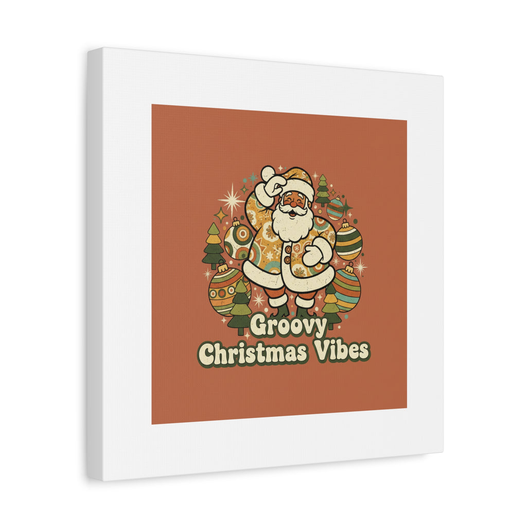Groovy Christmas Vibes Canvas | 1970s Retro Holiday Art, Vintage Noel