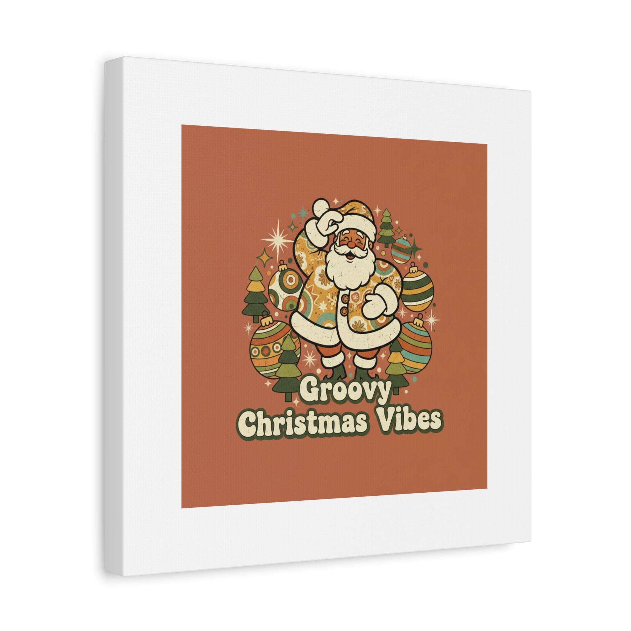 Groovy Christmas Vibes Canvas | 1970s Retro Holiday Art, Vintage Noel