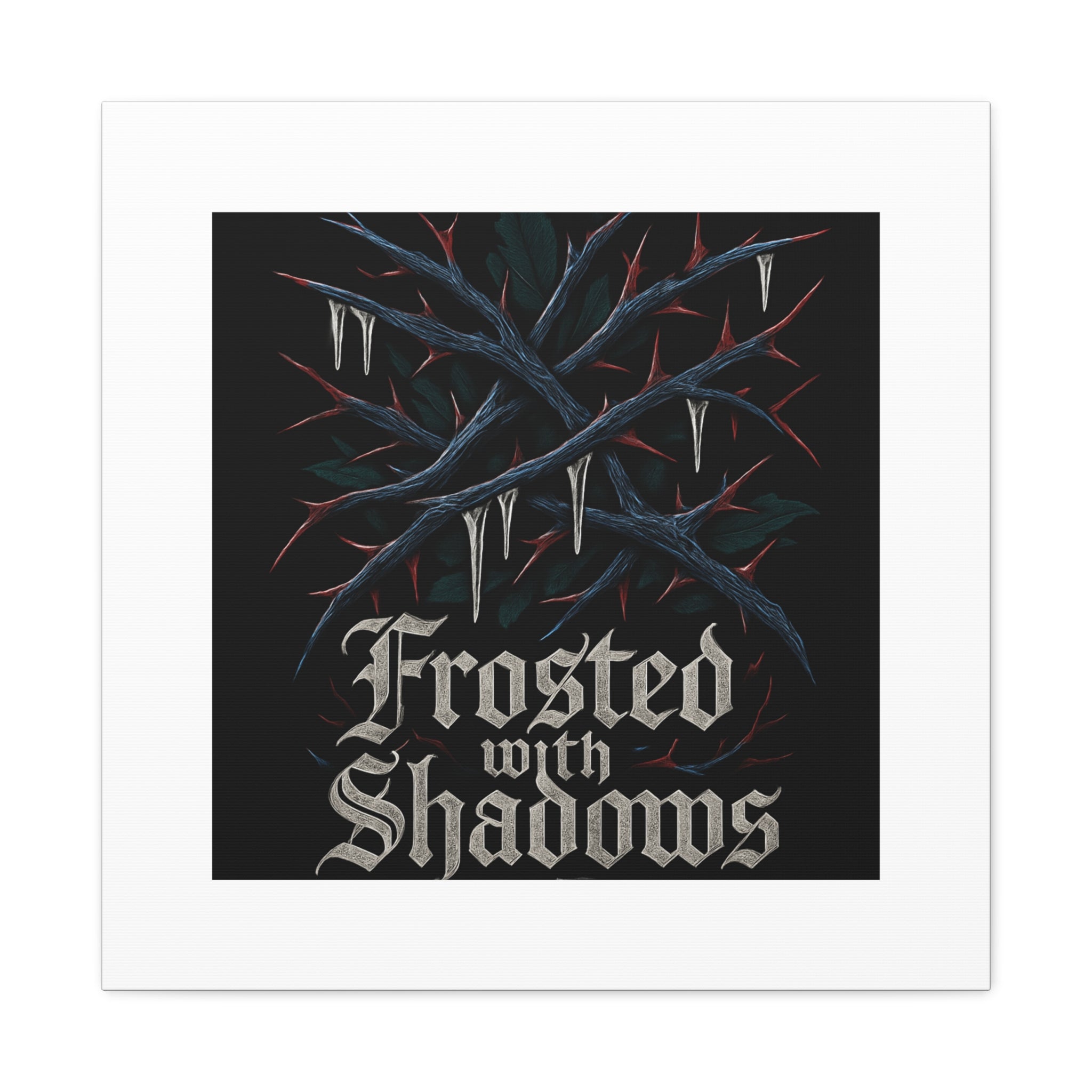 Frosted With Shadows Canvas Art — Gothic Winter Icicle Wall Decor