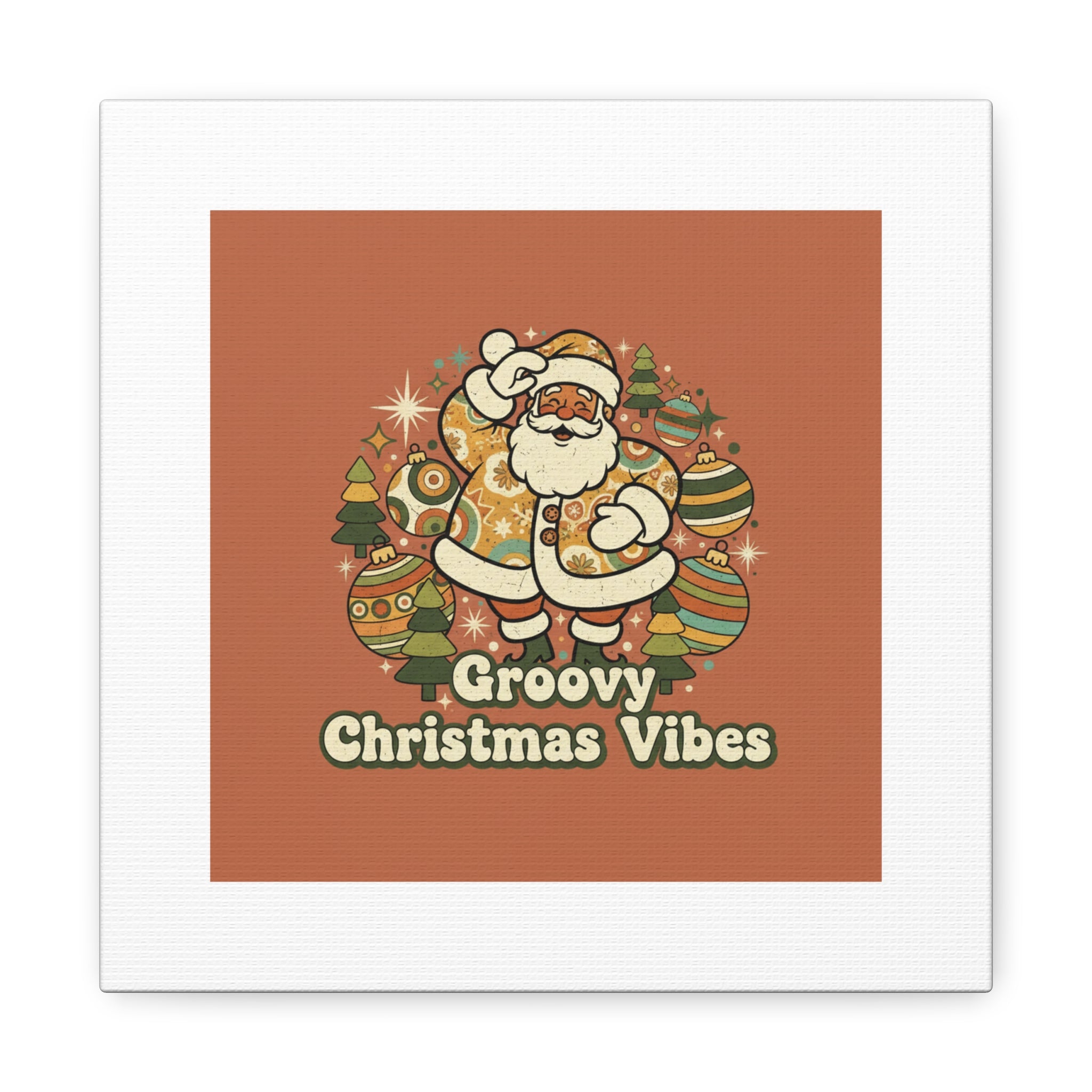 Groovy Christmas Vibes Canvas | 1970s Retro Holiday Art, Vintage Noel