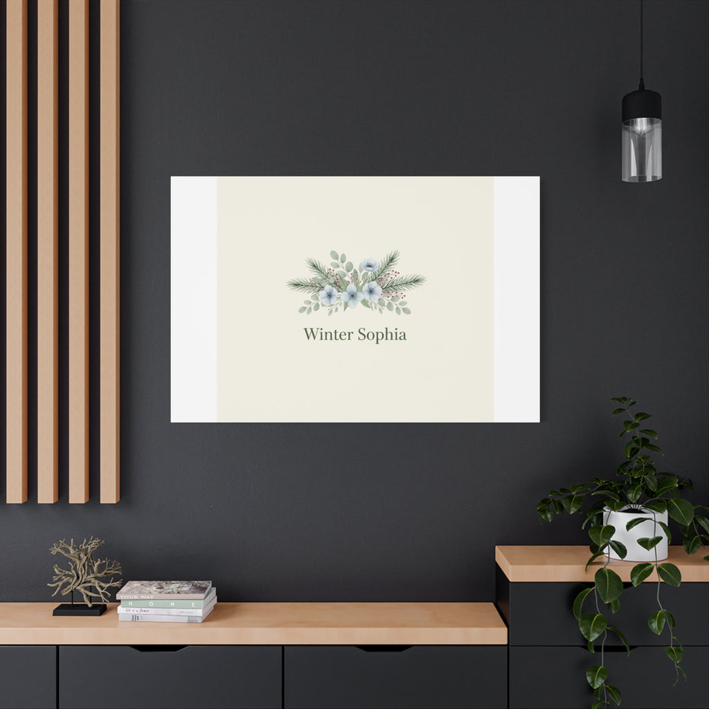 Winter floral wreath Canvas, pine branch botanical art | Minimal winter florals