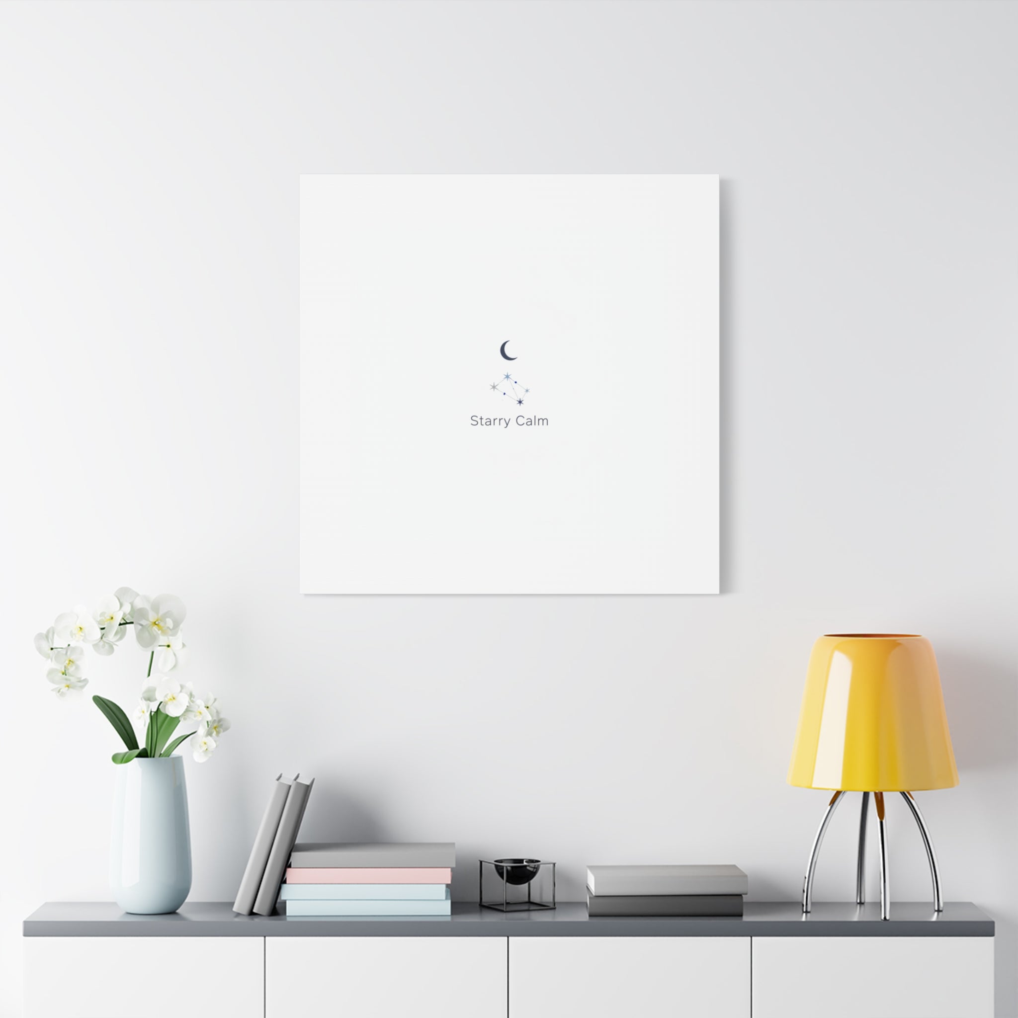 Starry Calm Moon & Constellation Canvas, minimal astrology art print