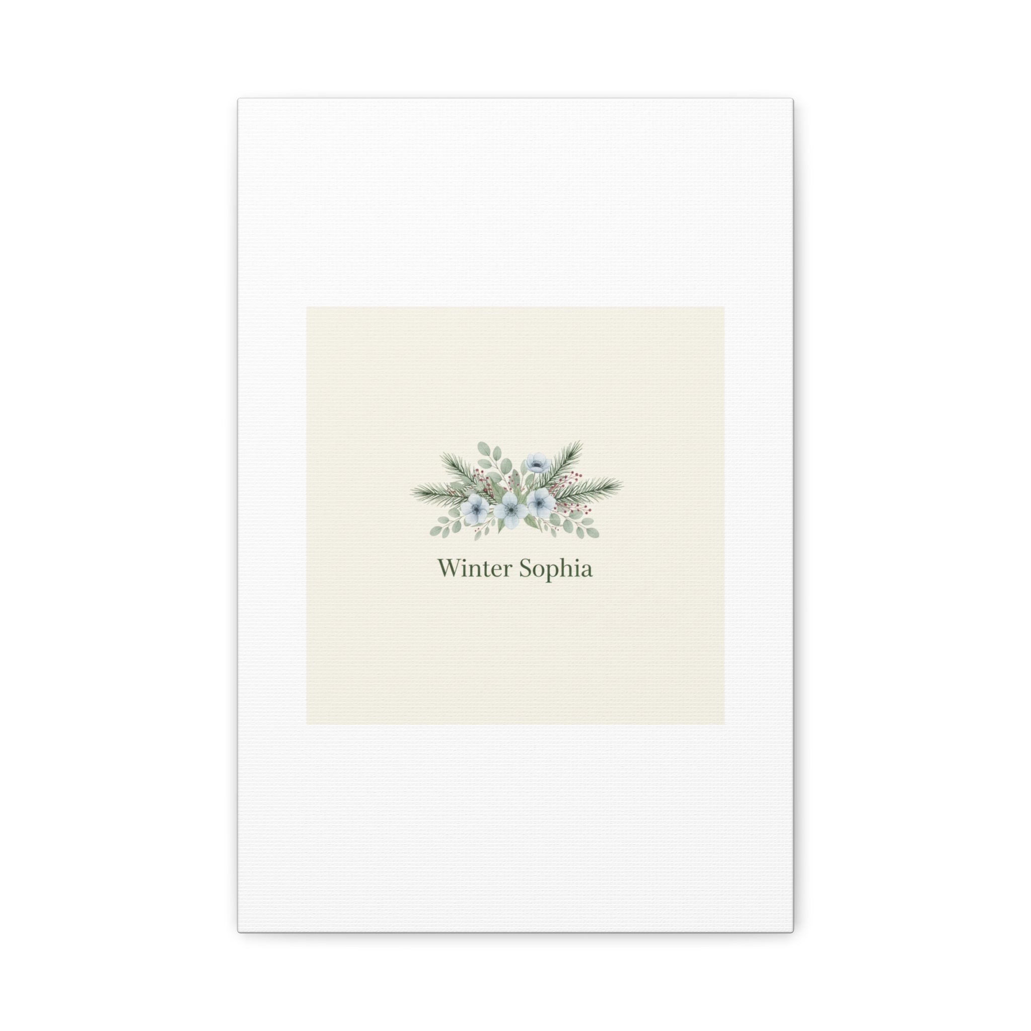 Winter floral wreath Canvas, pine branch botanical art | Minimal winter florals