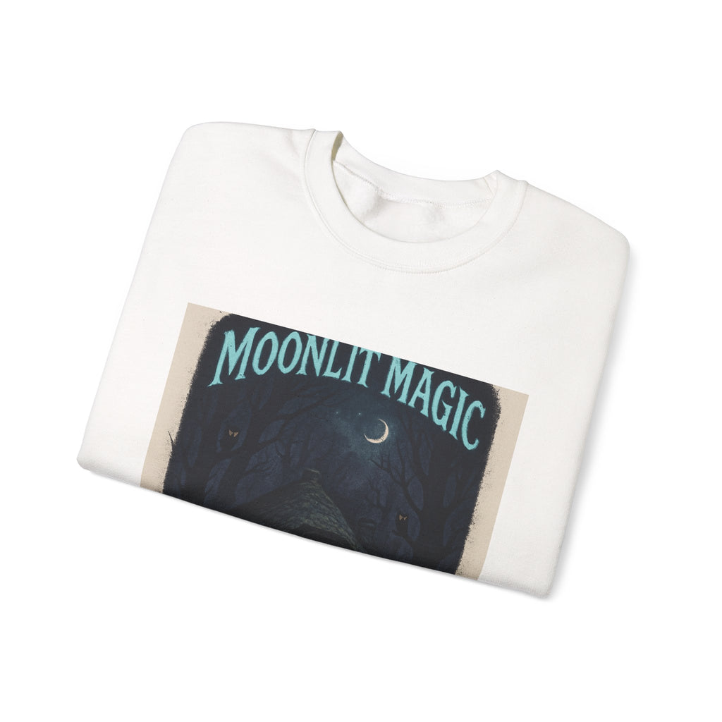 Moonlit Magic Crewneck Sweatshirt — Cozy Nighttime Cottage Graphic
