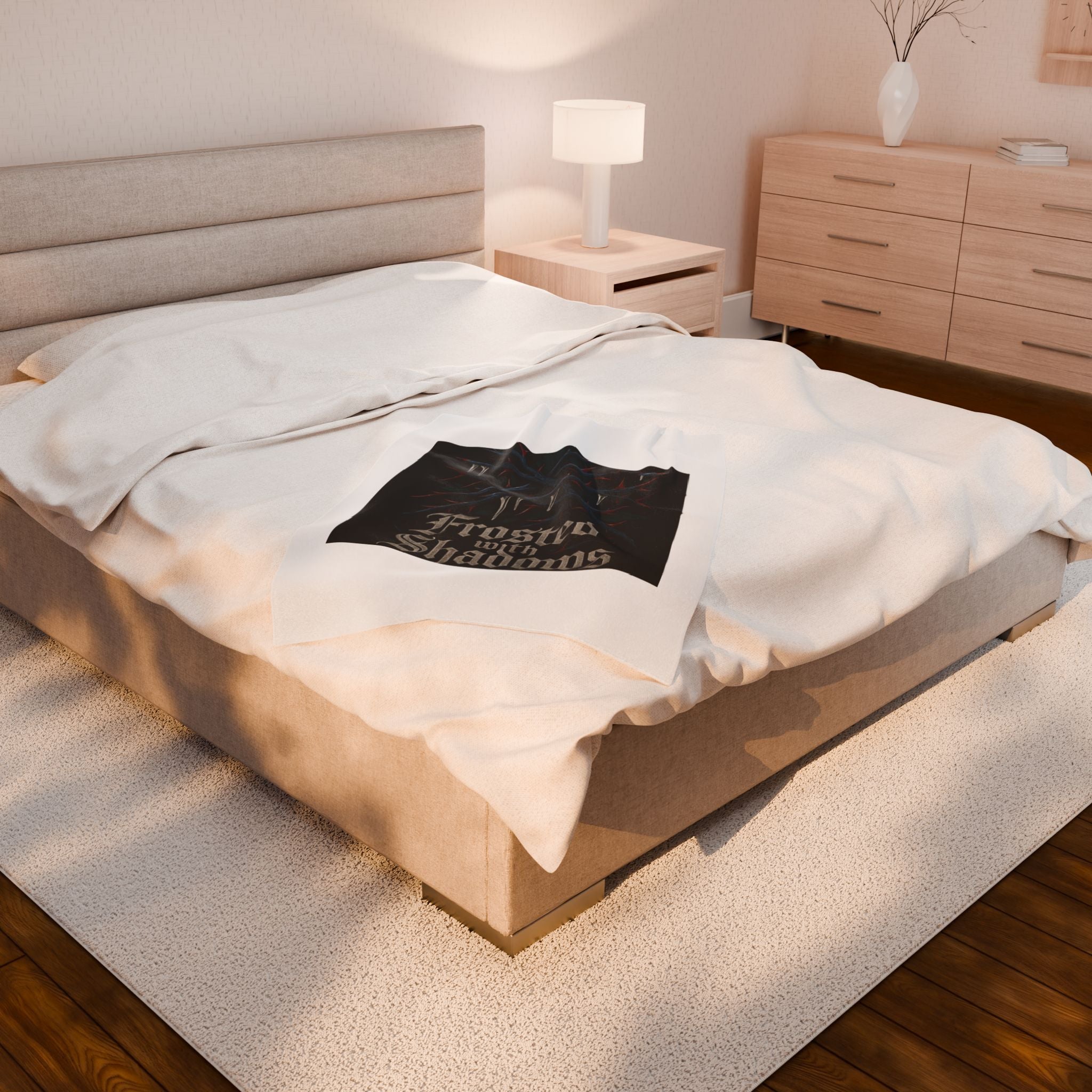 Frosted with Shadows Velveteen Plush Blanket – Gothic Winter Throw