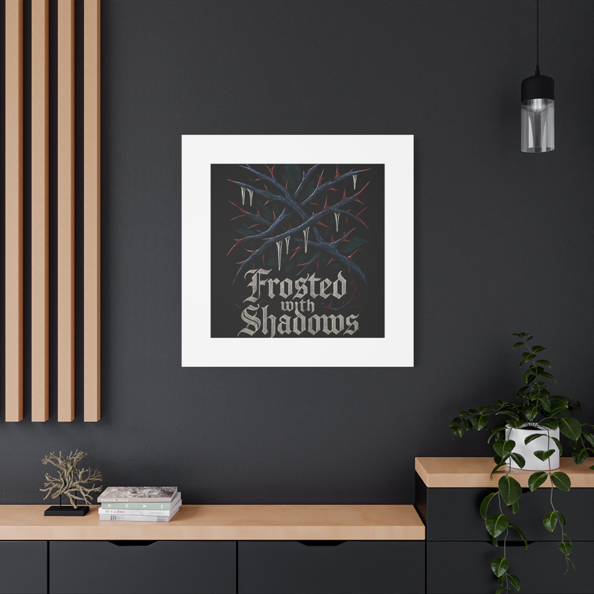 Frosted With Shadows Canvas Art — Gothic Winter Icicle Wall Decor