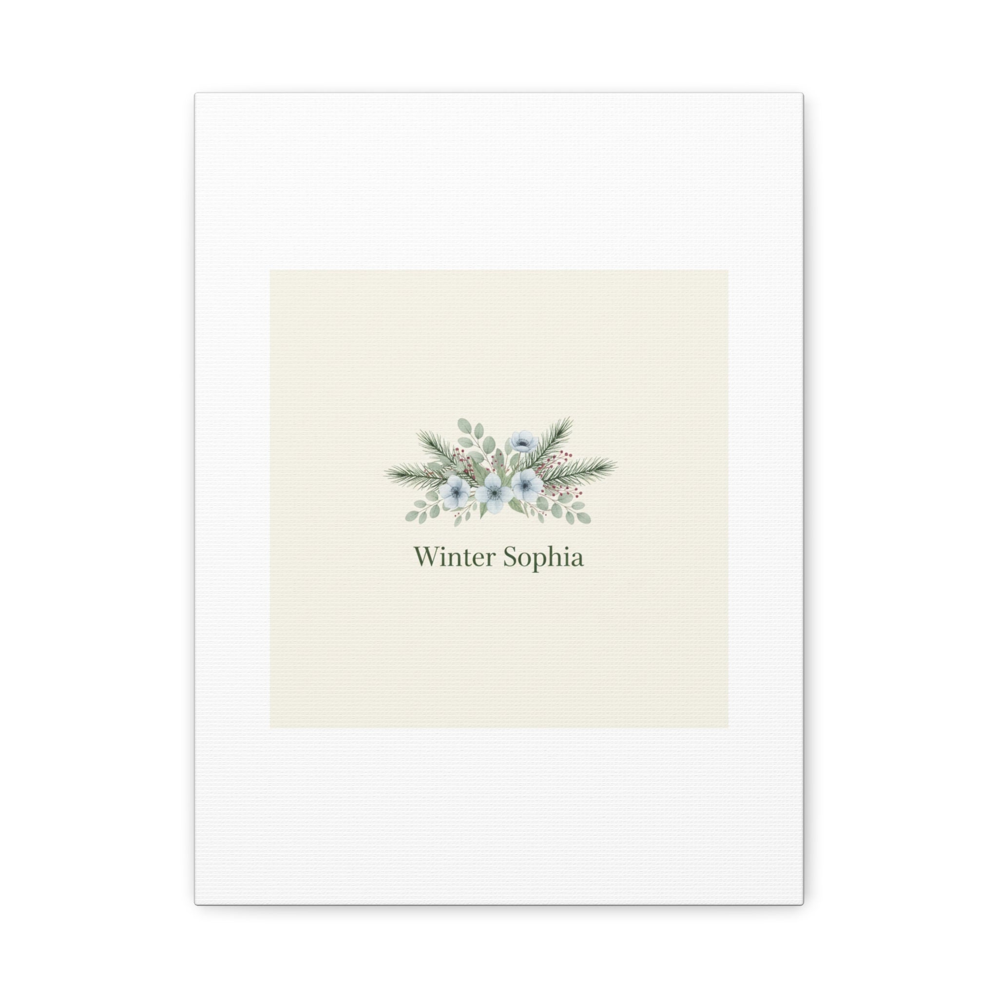 Winter floral wreath Canvas, pine branch botanical art | Minimal winter florals