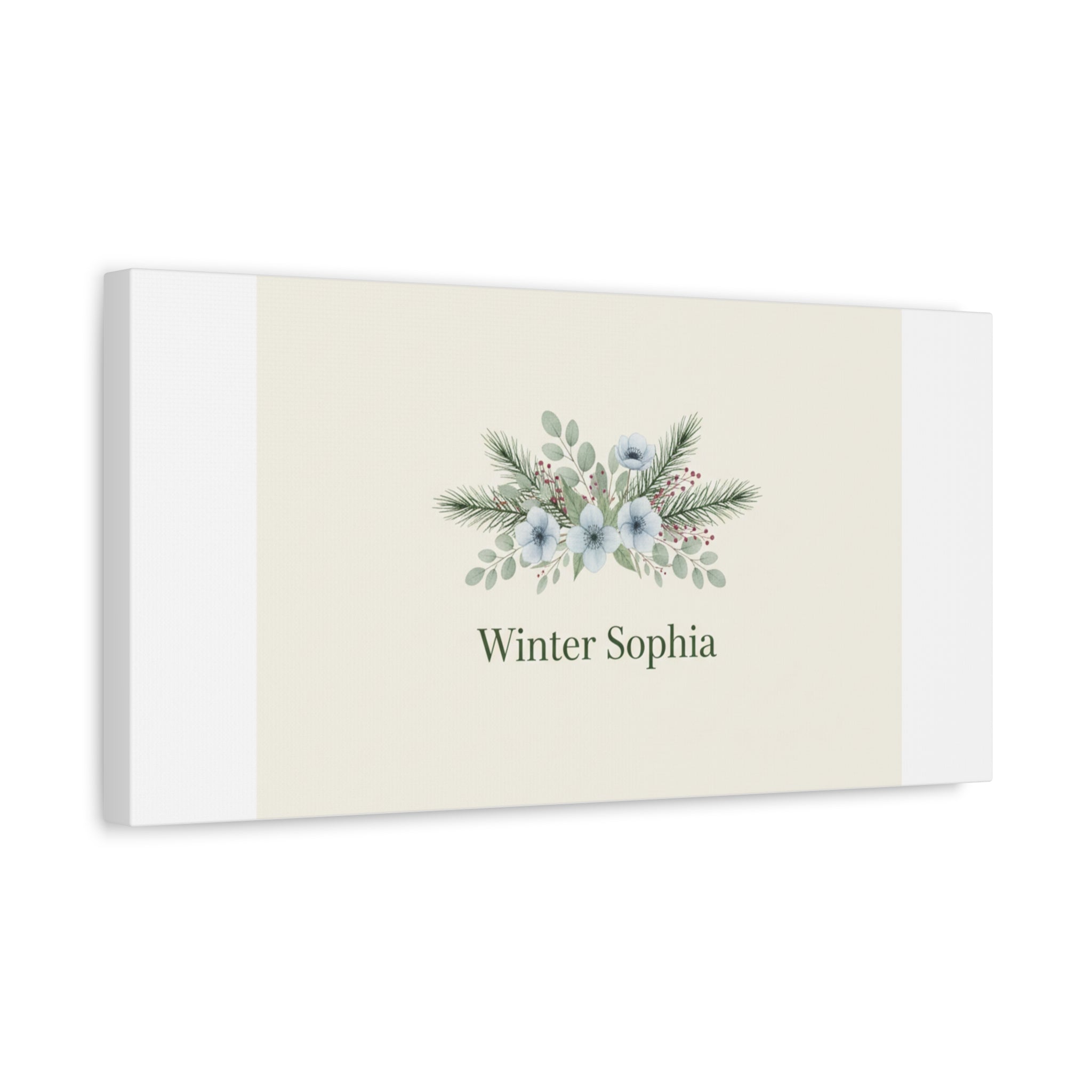 Winter floral wreath Canvas, pine branch botanical art | Minimal winter florals