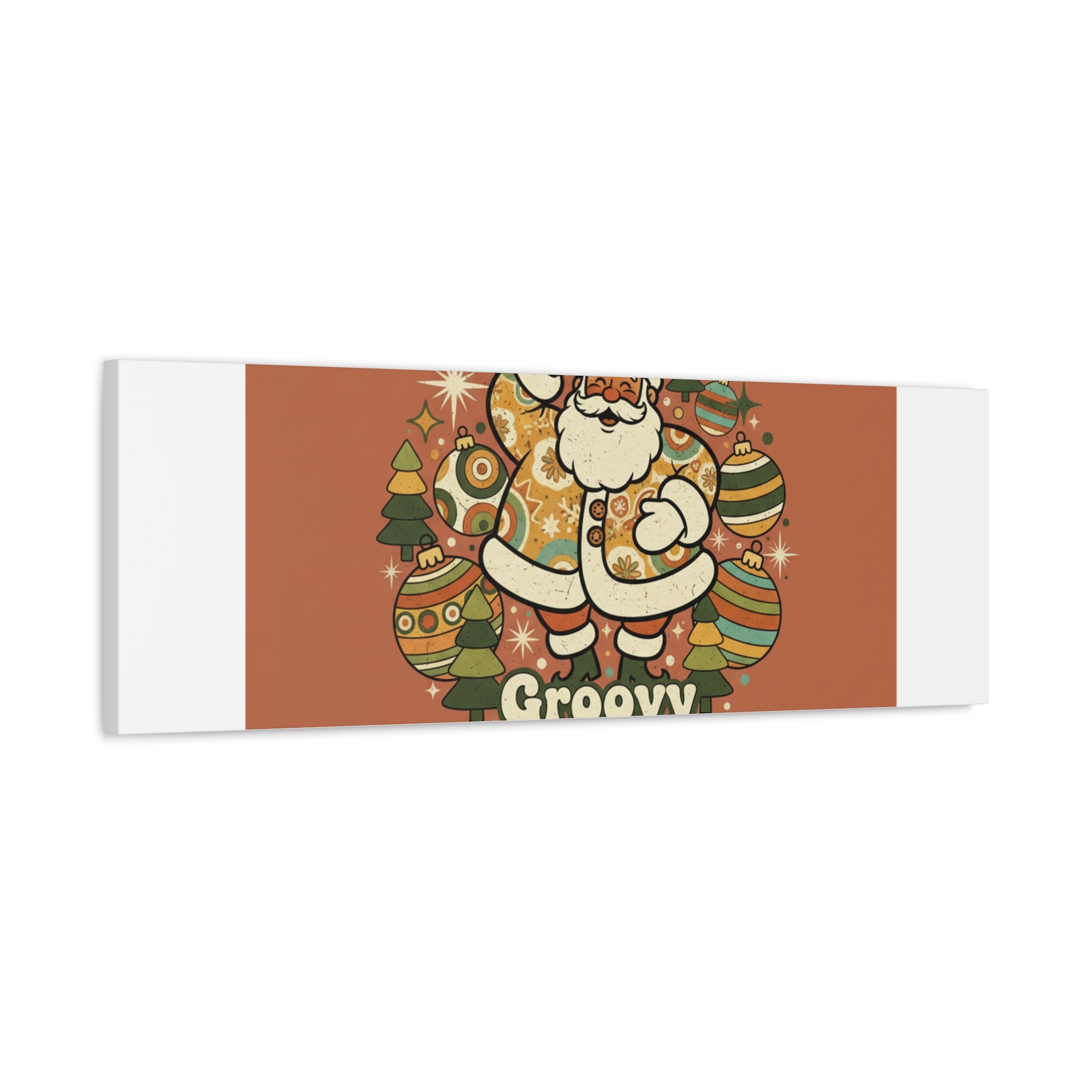 Groovy Christmas Vibes Canvas | 1970s Retro Holiday Art, Vintage Noel