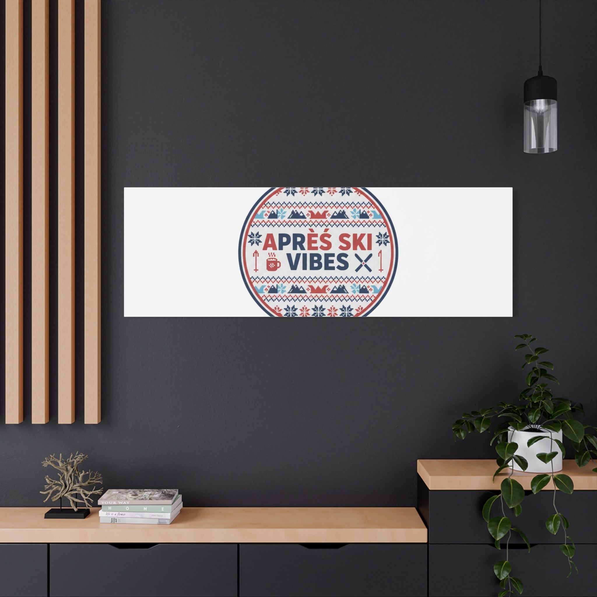 Après Ski Vibes Canvas, Fair Isle Ski Lodge Wall Art | Mountain Chalet Decor