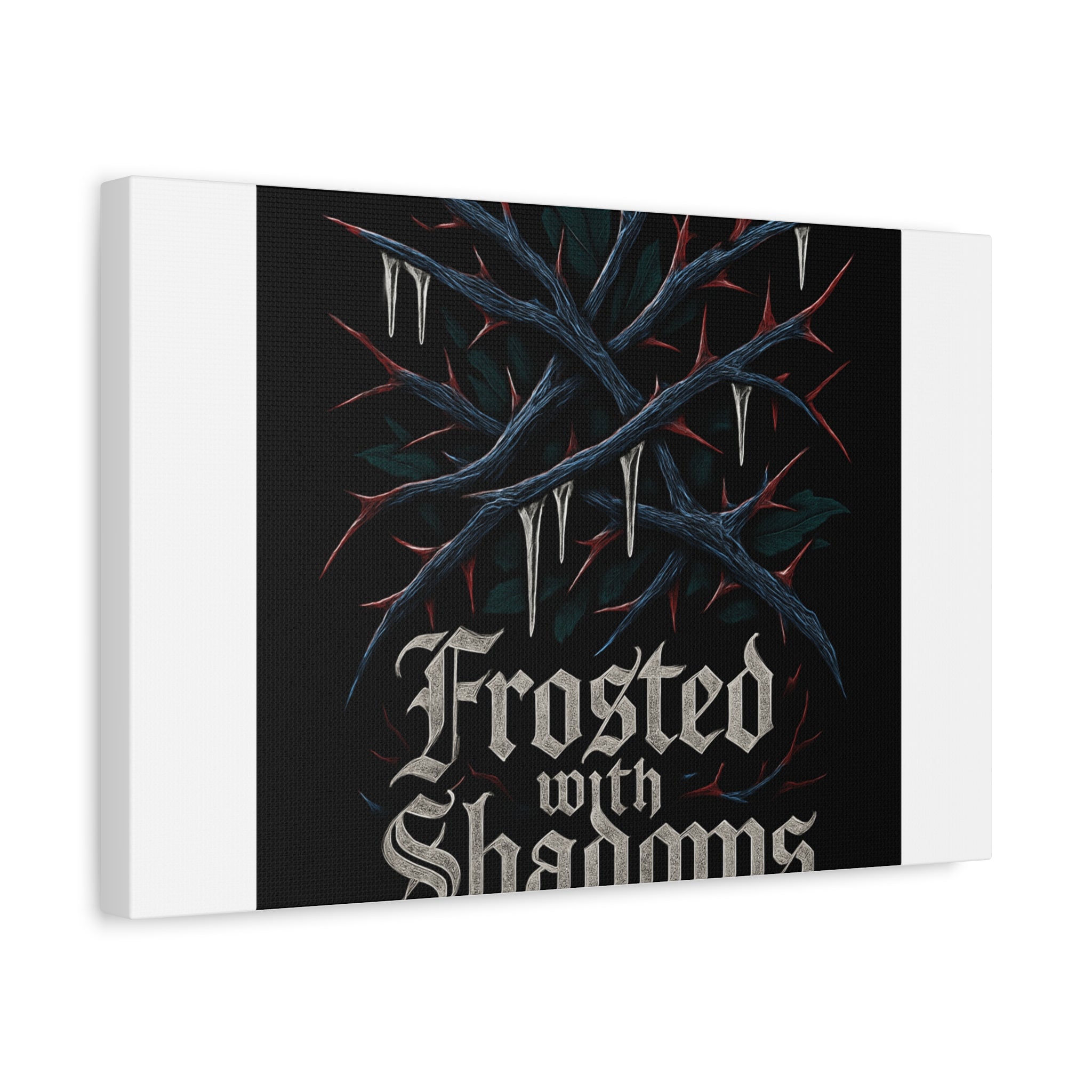 Frosted With Shadows Canvas Art — Gothic Winter Icicle Wall Decor