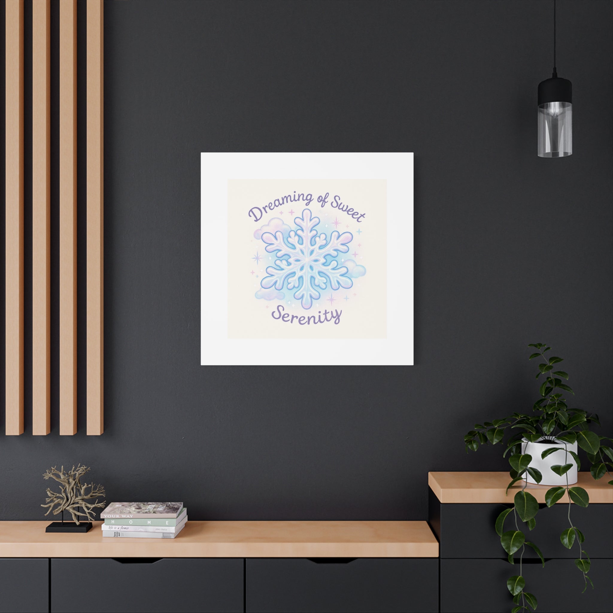 Canvas Wall Art - "Dreaming of Sweet Serenity" Snowflake Illustration