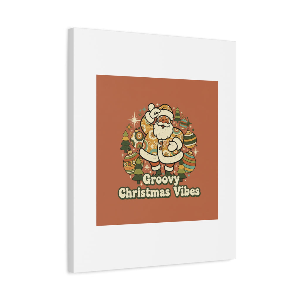Groovy Christmas Vibes Canvas | 1970s Retro Holiday Art, Vintage Noel