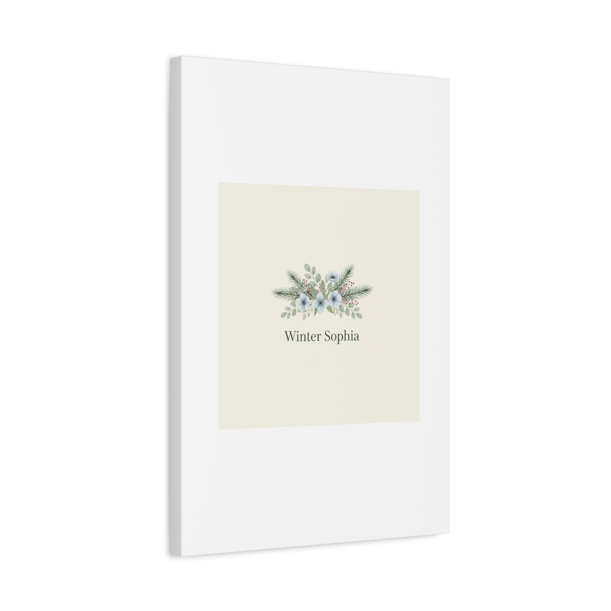 Winter floral wreath Canvas, pine branch botanical art | Minimal winter florals