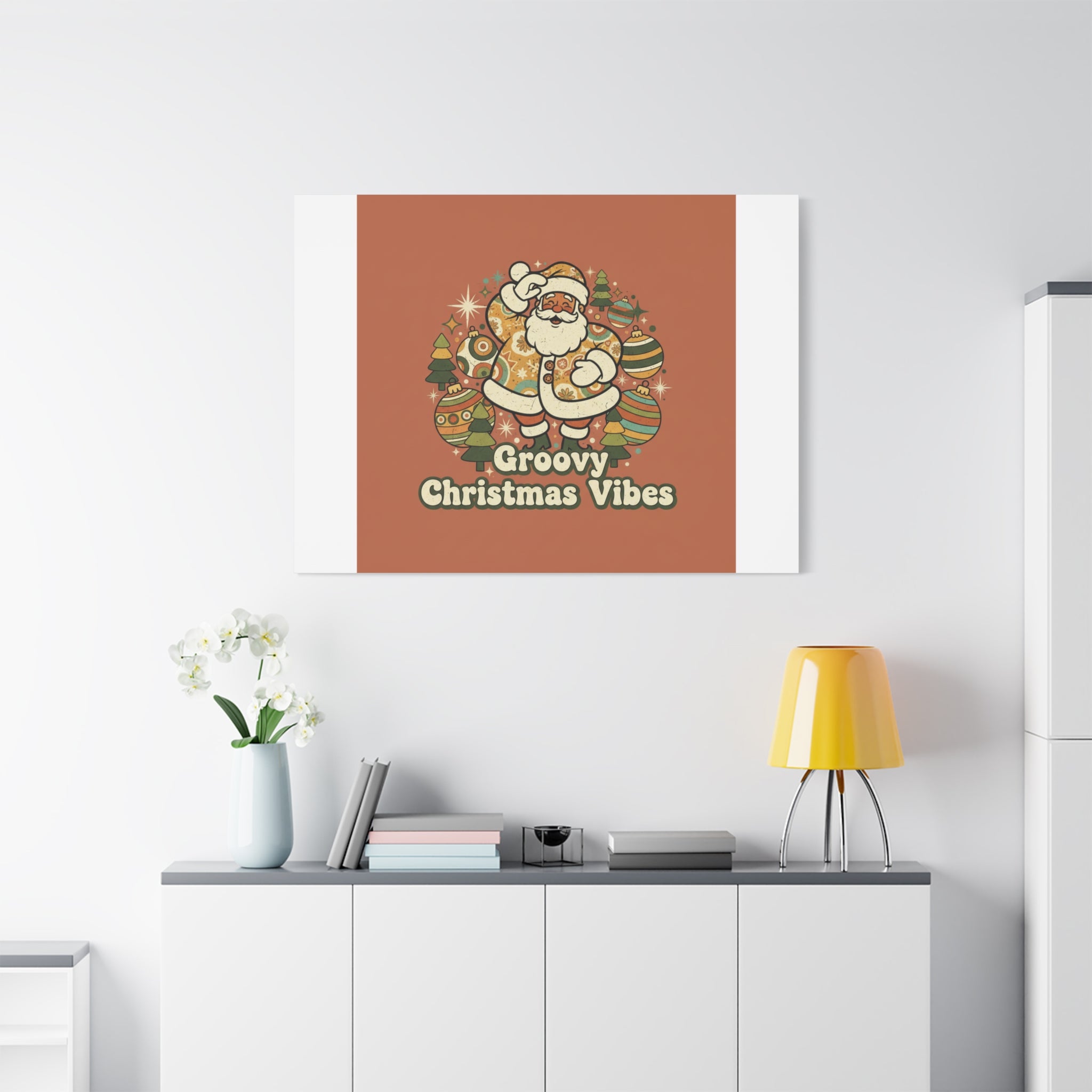 Groovy Christmas Vibes Canvas | 1970s Retro Holiday Art, Vintage Noel