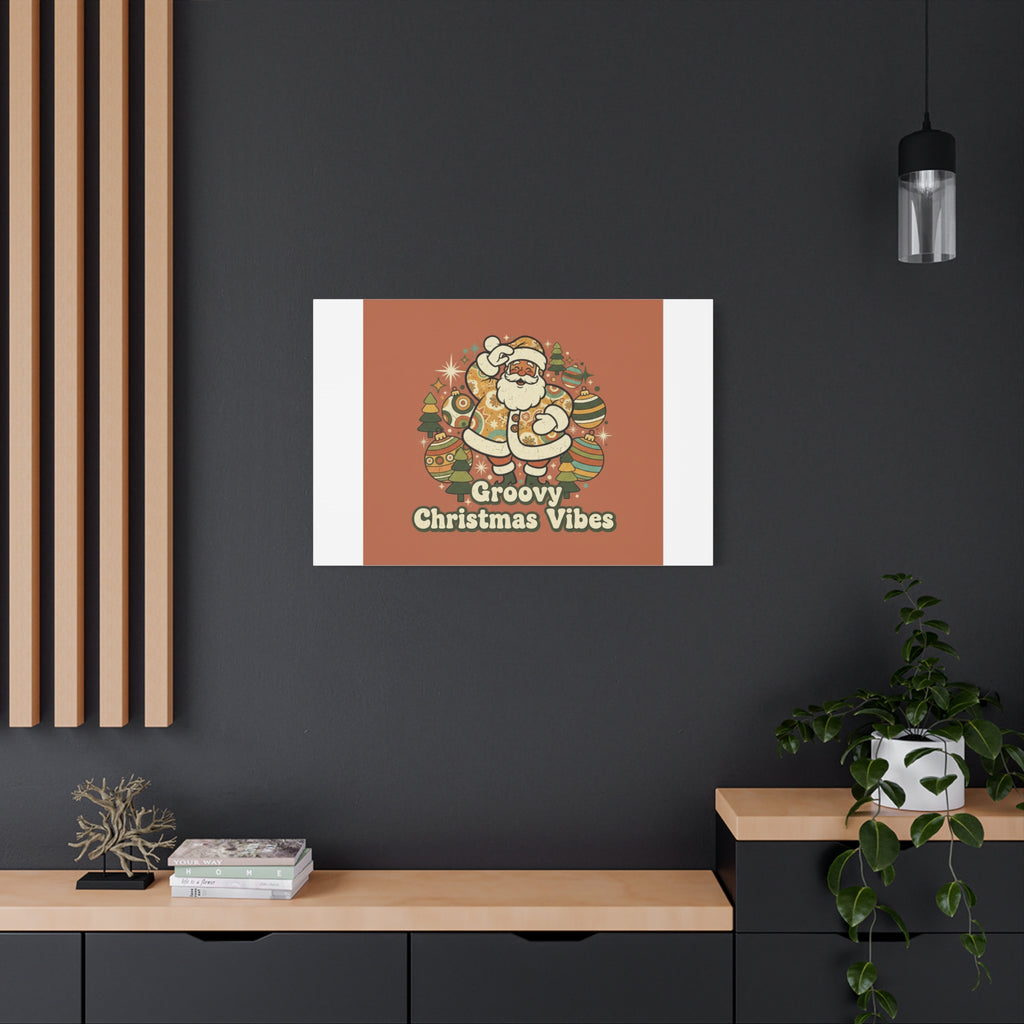 Groovy Christmas Vibes Canvas | 1970s Retro Holiday Art, Vintage Noel