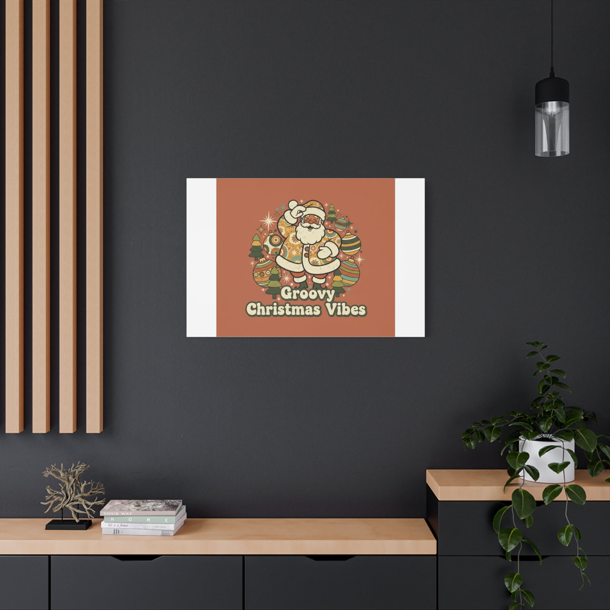 Groovy Christmas Vibes Canvas | 1970s Retro Holiday Art, Vintage Noel